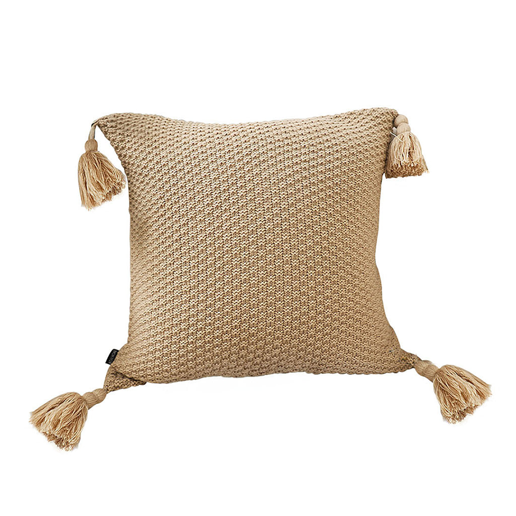 SOGA 50CM Light Brown Throw Pillow with Tassel