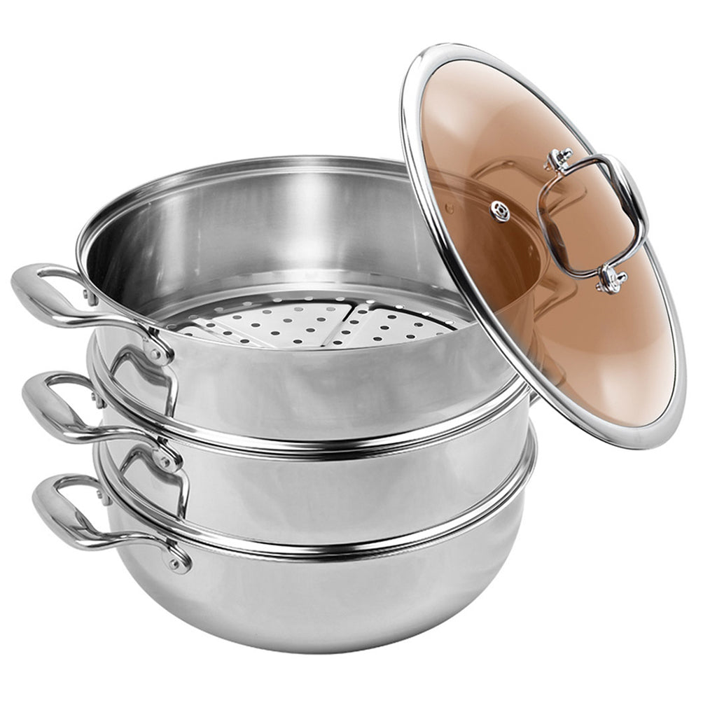 SOGA  3 Tier 30cm Stainless Steel Food Steamer