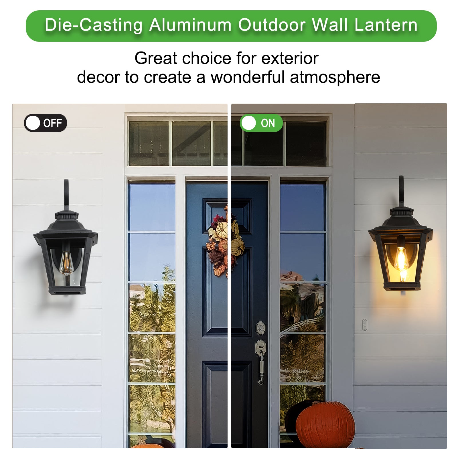 21" Outdoor Wall Lantern - Vintage Black Metal Sconce