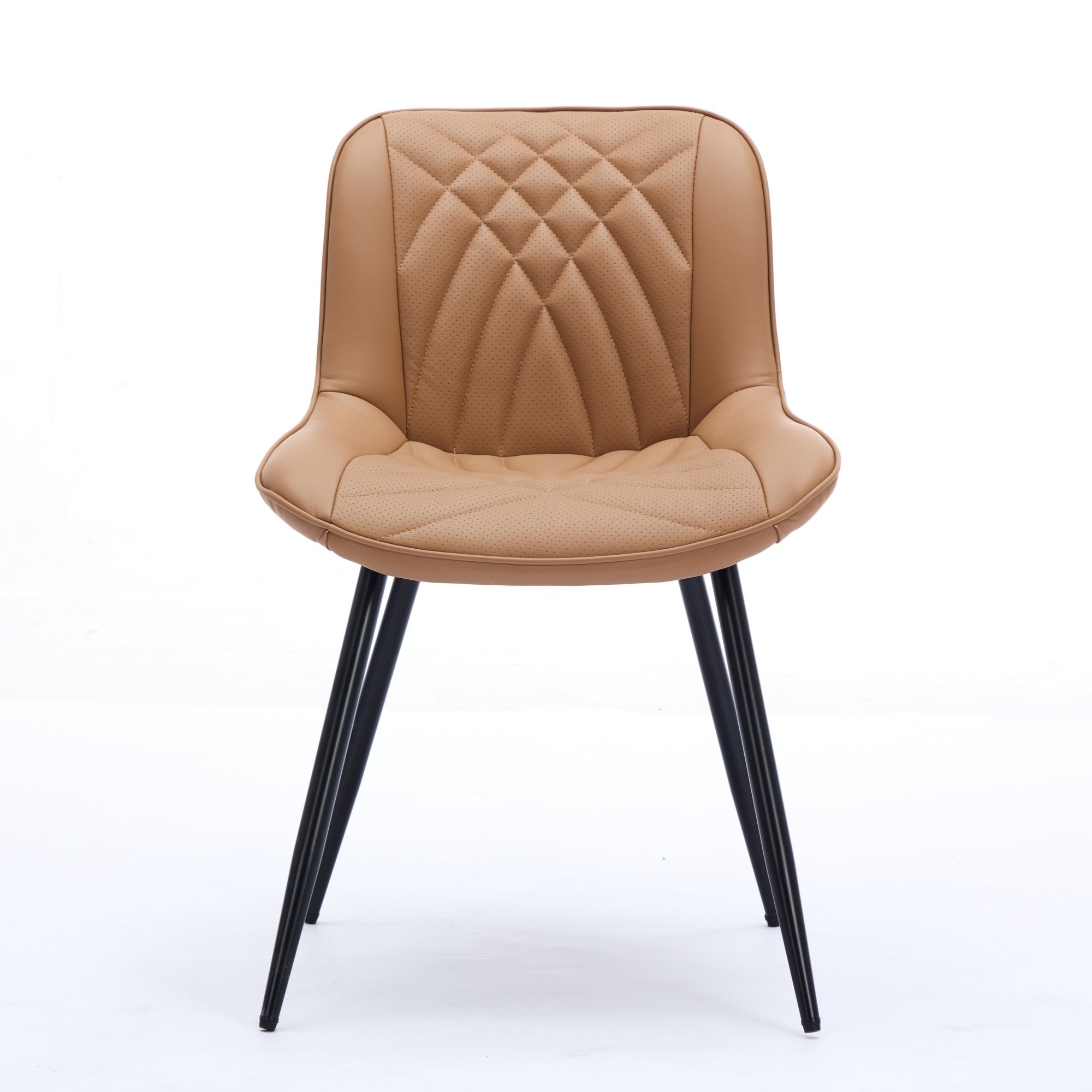 Dining Chairs Set of 2 Mid Century Modern Kitchen Chair Comfortable Upholstered Faux Leather Dinner Chairs for Kitchen Dining Room, Khaki