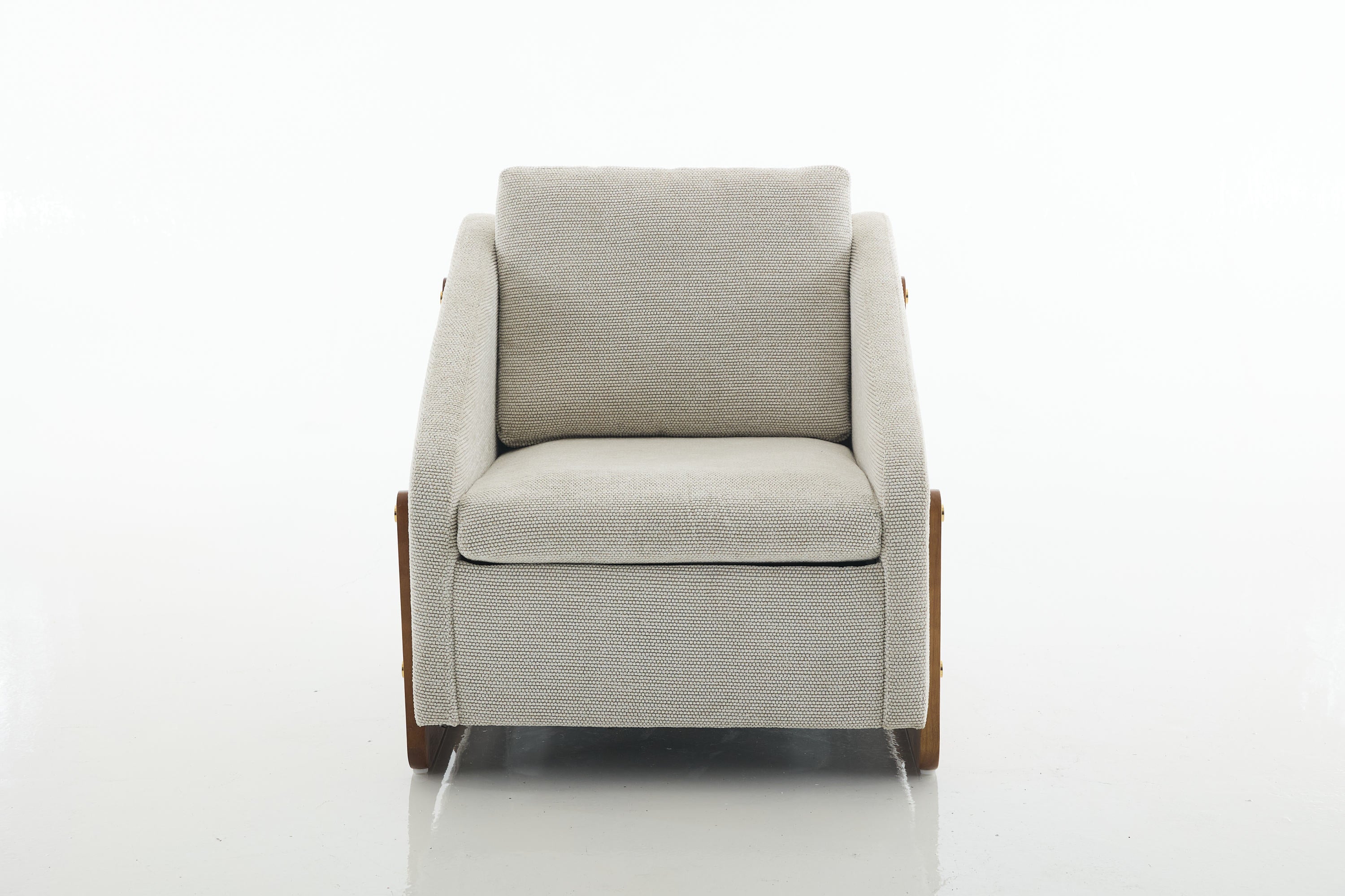 057-Set of 1 Chenille Fabric Modern Upholstered Armchair with Wooden Side Frame , Accent Leisure Chair with Cushioned Seat and Backrest for Living Room, Bedroom,Beige