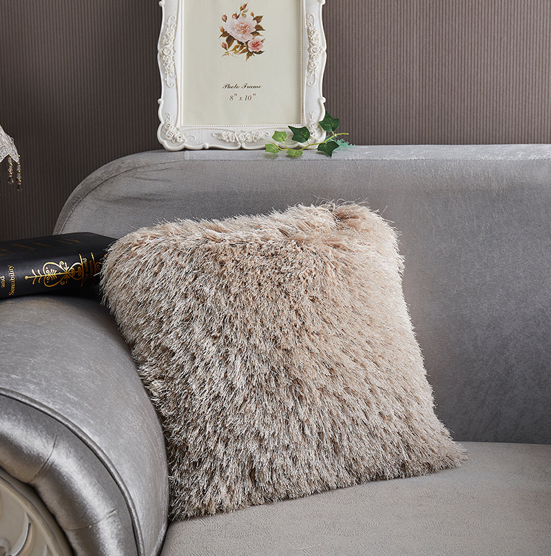 Decorative Shaggy Pillow 18-in x 18-in