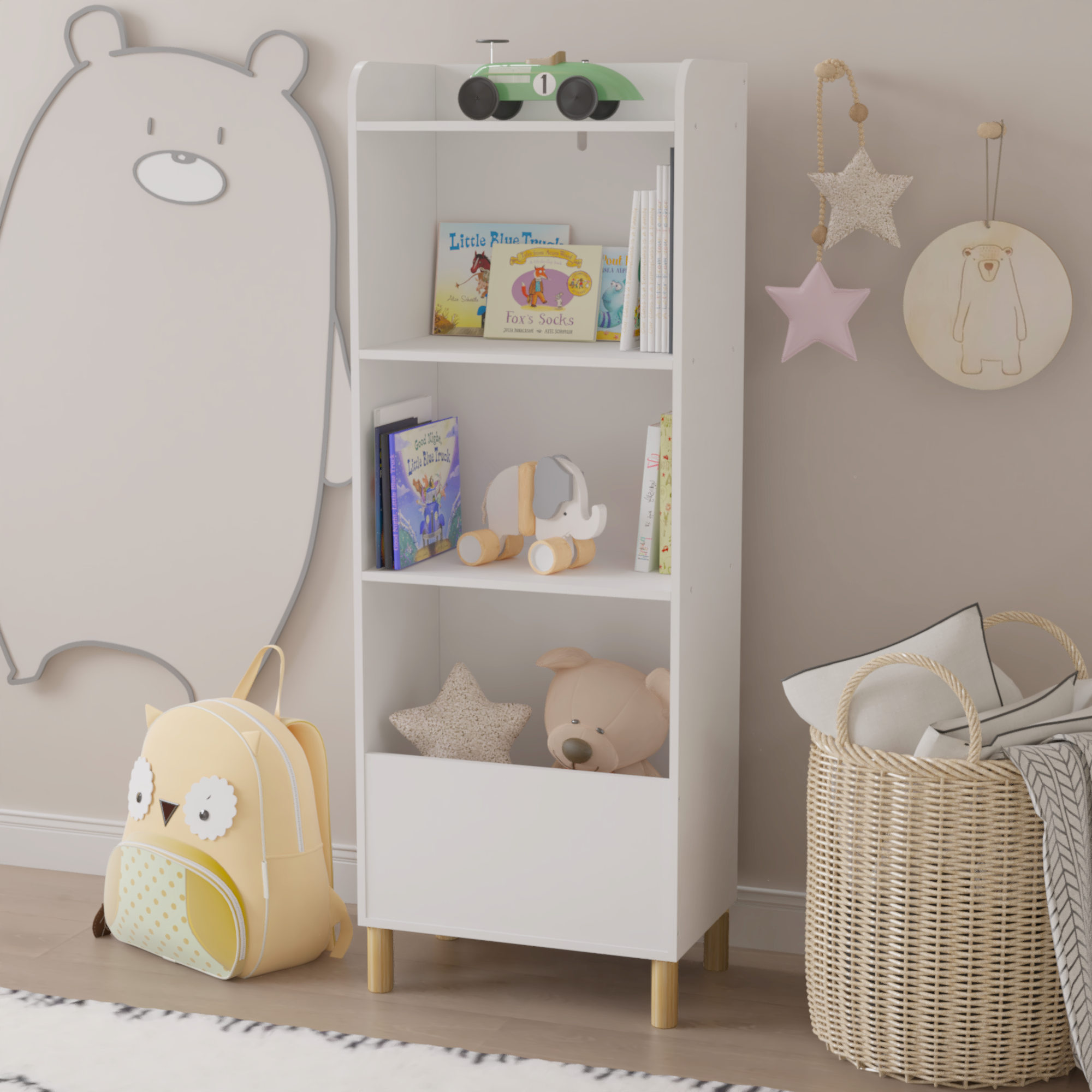 Kids 4-Tier Bookcase, Children's Book Display, Bookshelf Toy Storage Cabinet Organizer for Children's Room, Playroom, Nursery
