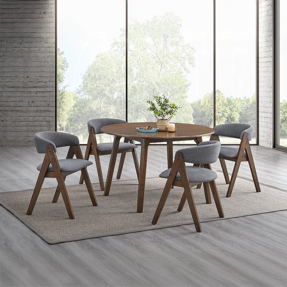 Walnut Finish Side Chairs Set of 2, Upholstered Seat and Back Wooden Modern Dining Furniture