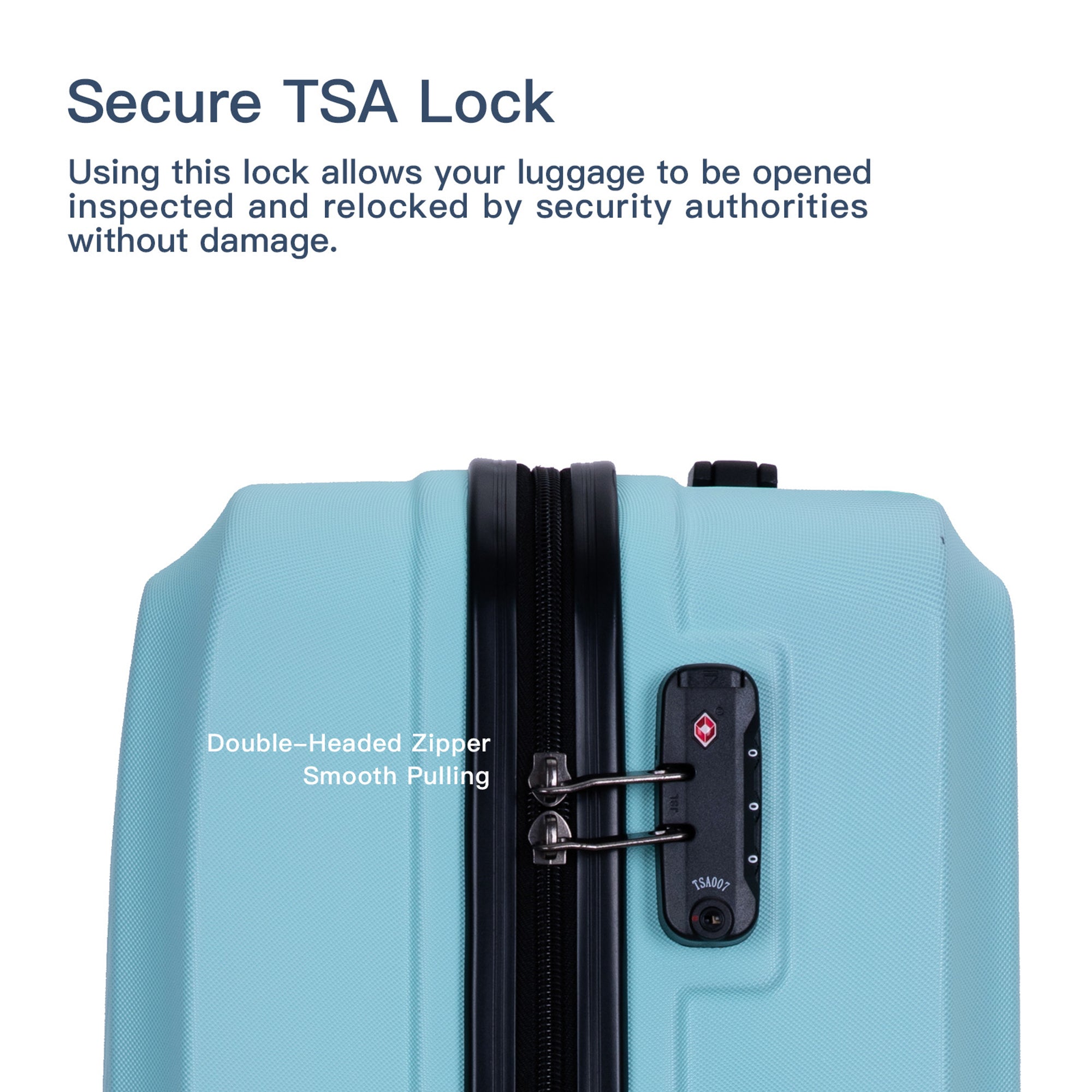 ABS Lightweight 3 Piece Luggage Sets with Two Hooks, Spinner Wheels, TSA Lock, Green (20/24/28 Inch)