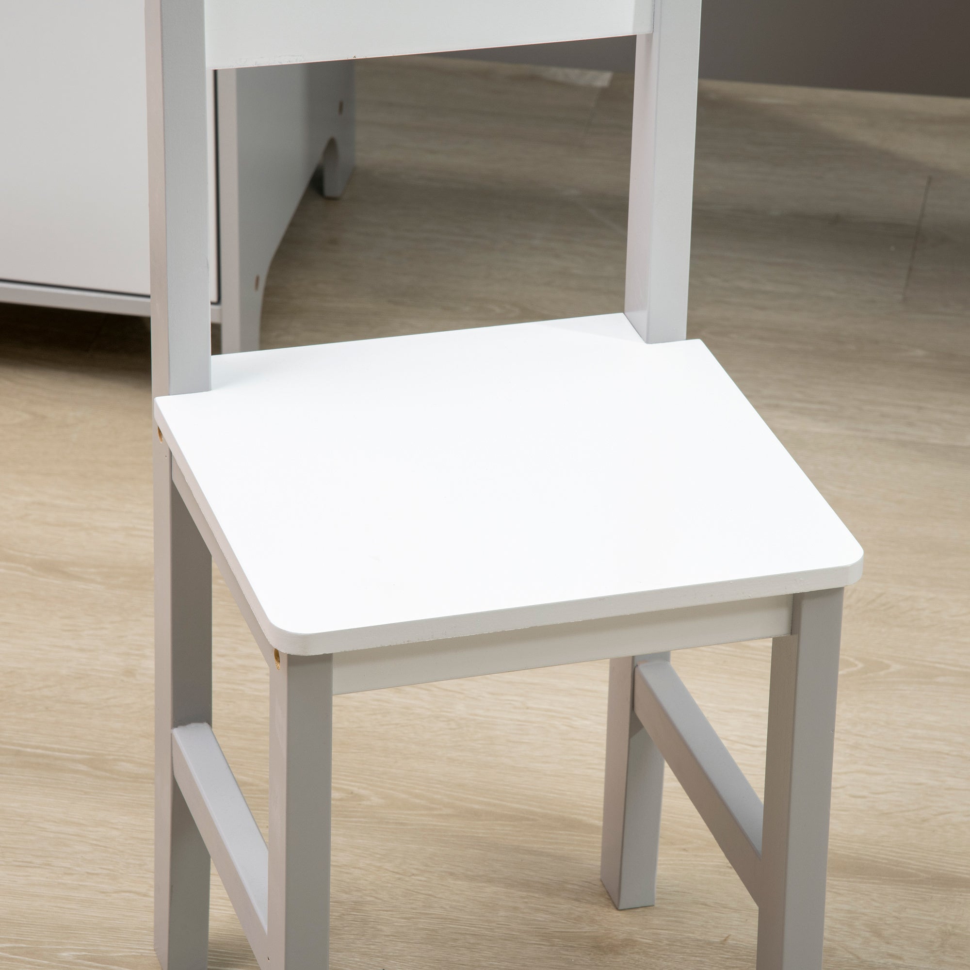 Qaba Toddler Desk and Chair Set | Kids Writing Desk w/ Whiteboard and amp; Storage (Gray)