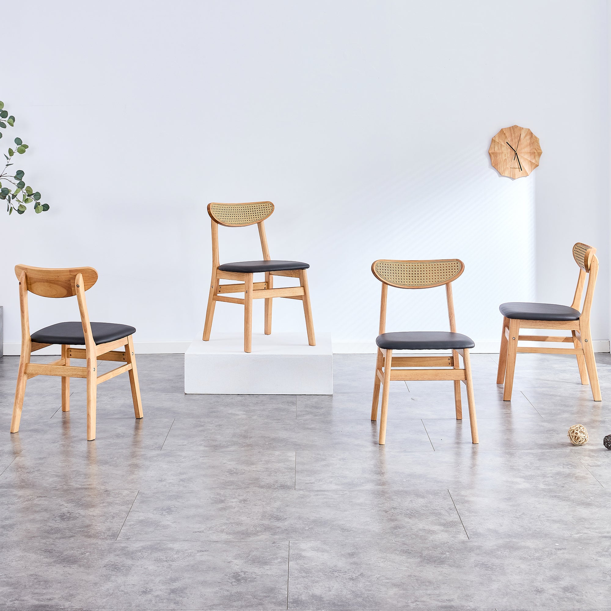 4 The stylish and durable solid wood dining chair, small curved back, PU cushion, and beautiful shape match perfectly with any room and everyday use
