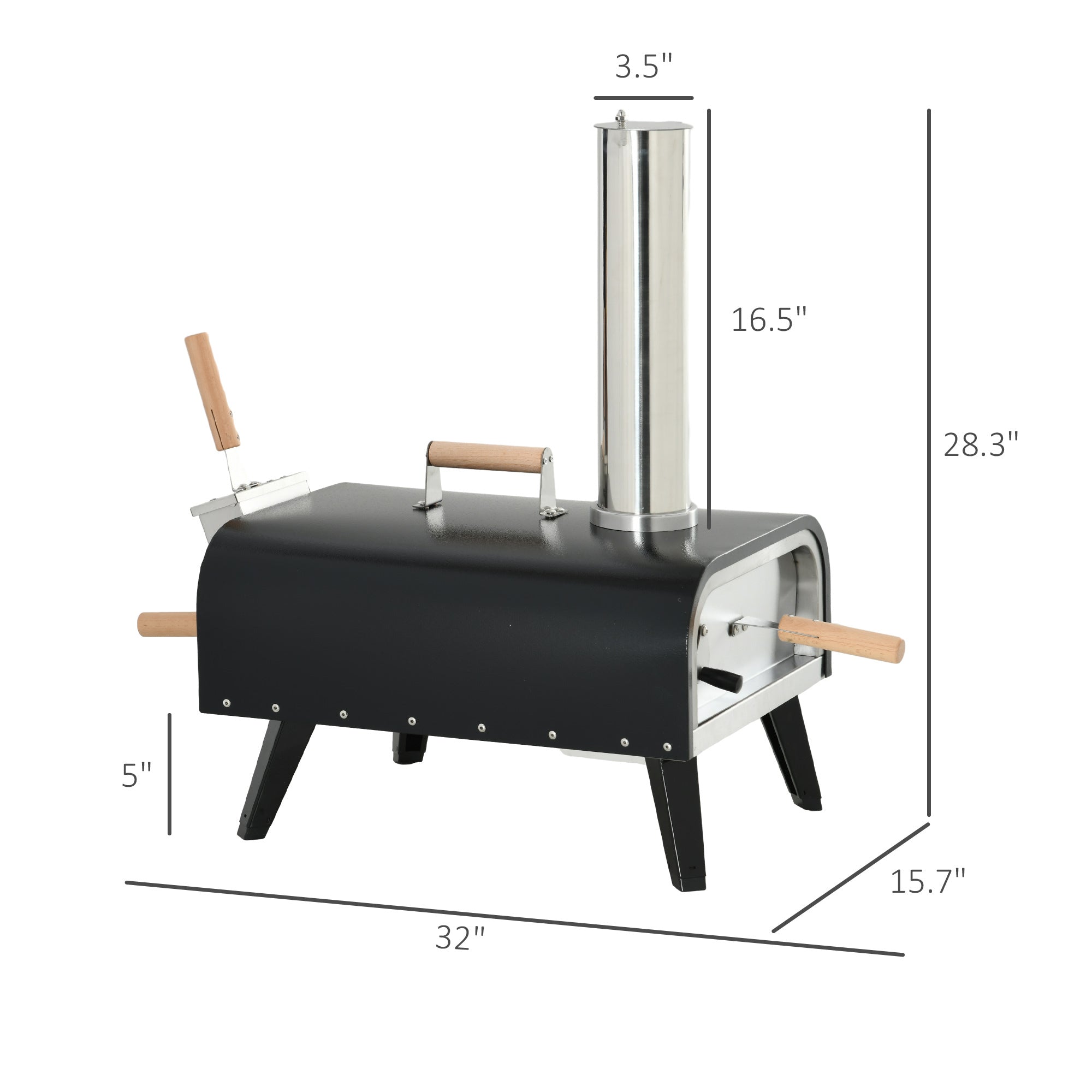 Outsunny Portable Outdoor Pizza Oven Set | Pellet Wood Fired Maker w/ Stone, Peel & Cover