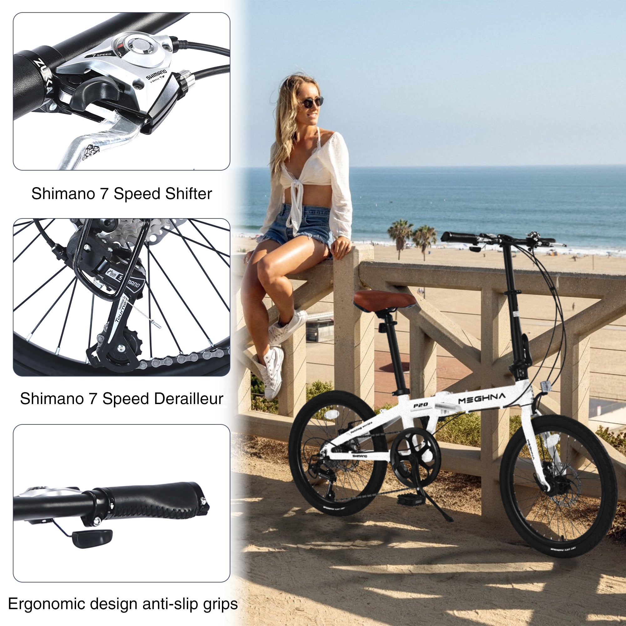 20" Folding City Bike – Lightweight Aluminum Frame, 7-Speed Urban Commuter Bicycle, Compact & Portable Outdoor