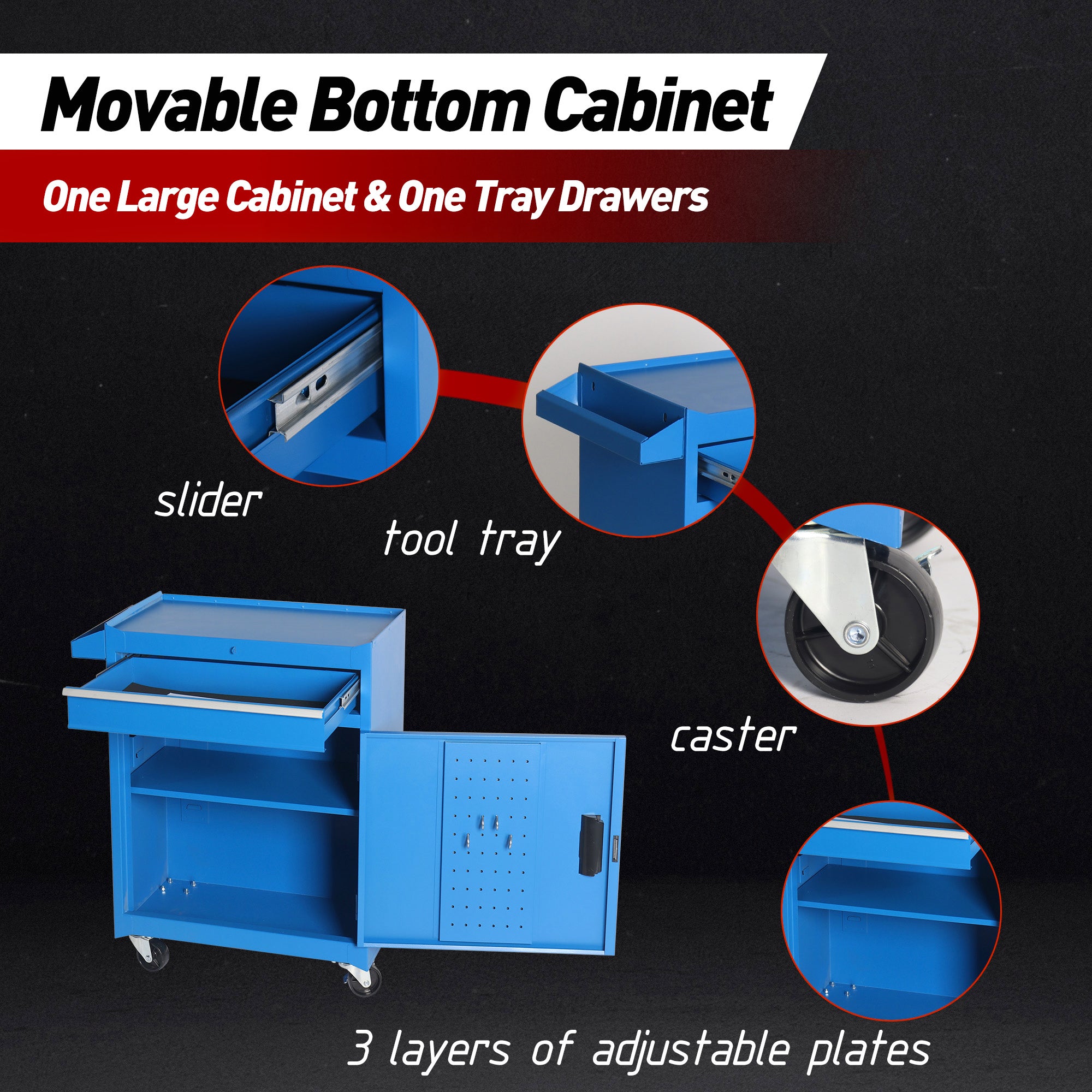 5-Drawer Rolling Tool Chest with Detachable Box | 154-Piece Tool Set Included