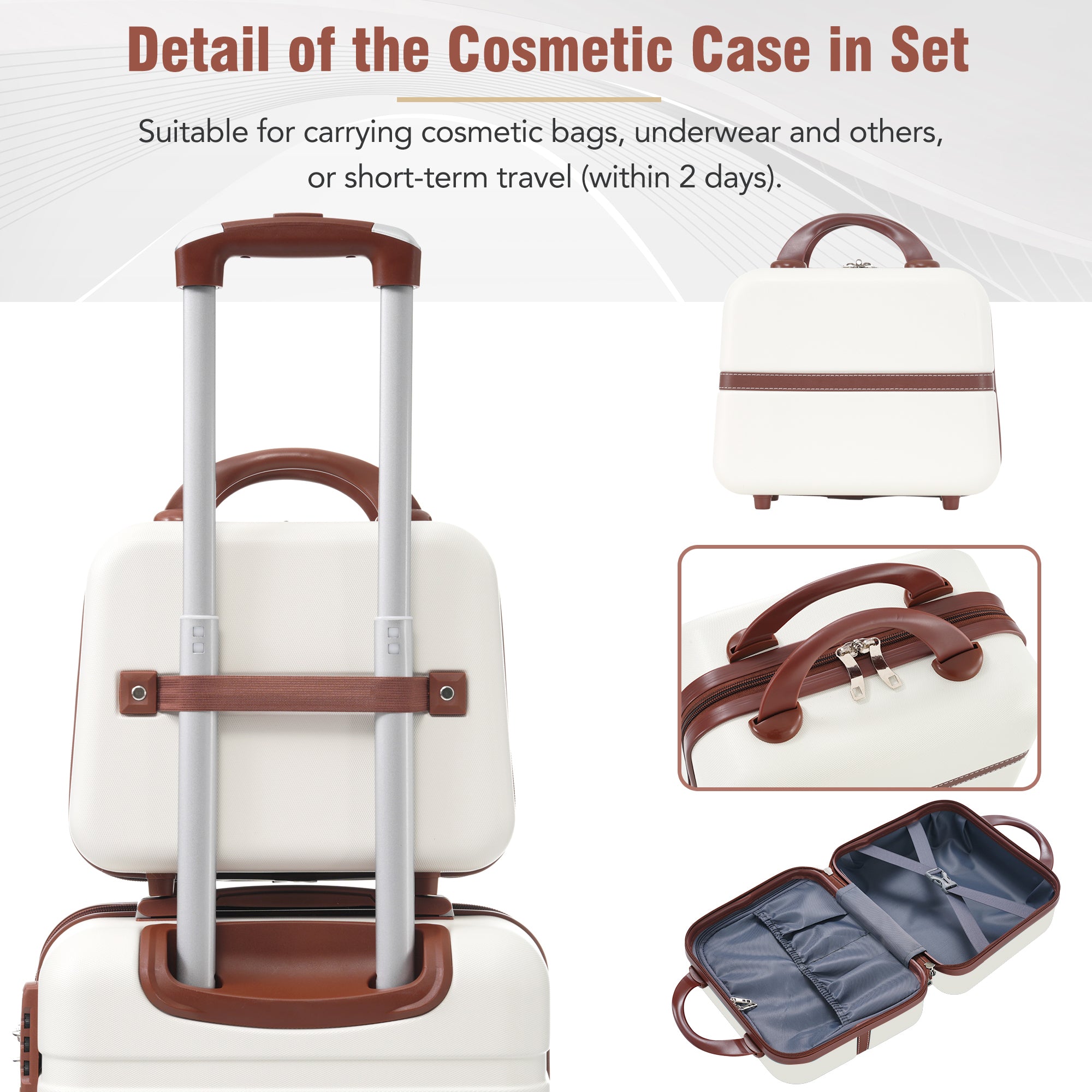 Hardshell Luggage Sets 4 Pieces Spinner Suitcase with TSA Lock Lightweight White ABS