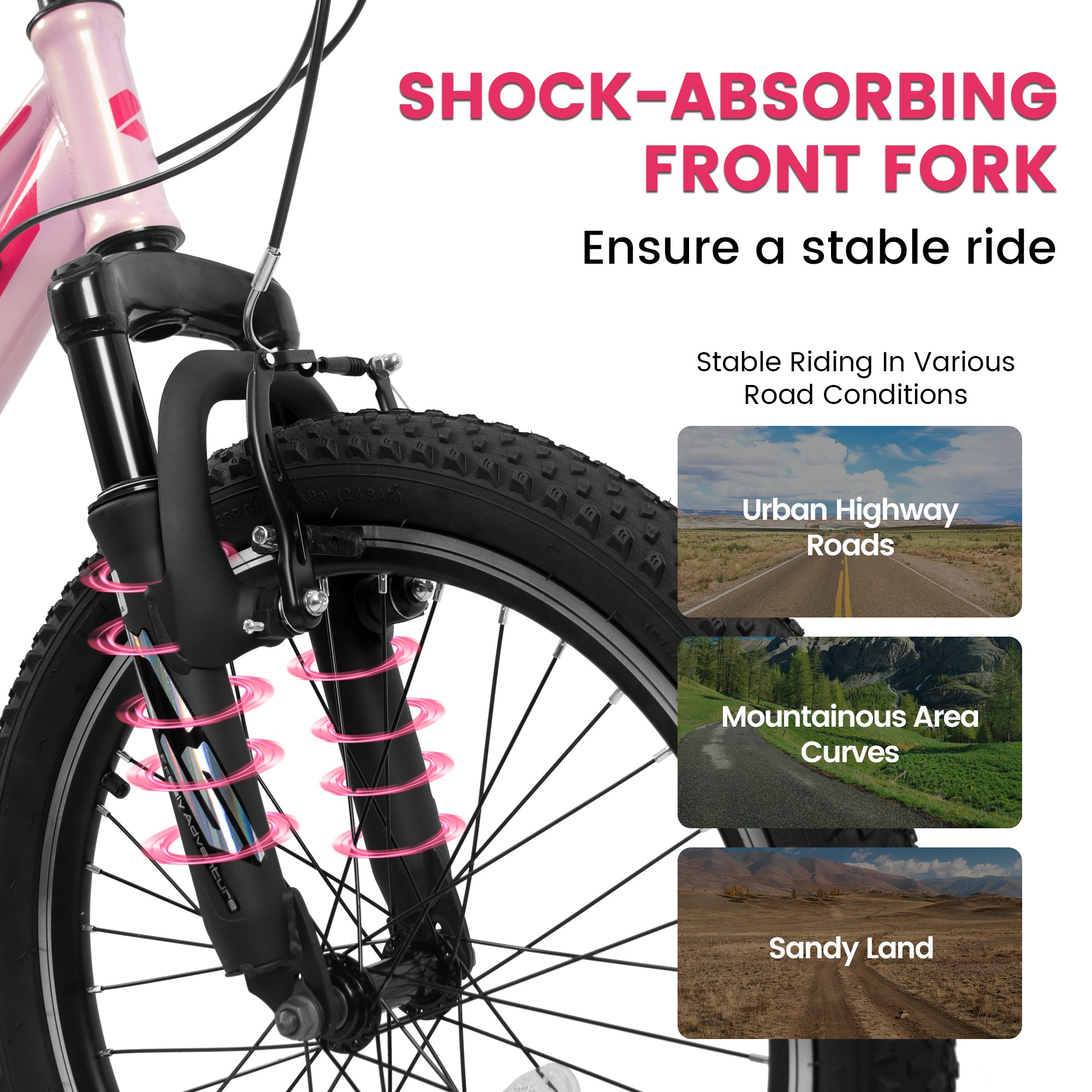20 inch Children's Bicycle, Shock Absorbing Front Fork, 7 - Speed, V - brakes, Mountain Tire, Boys and Girls Kids Bike for Outdoor Adventure