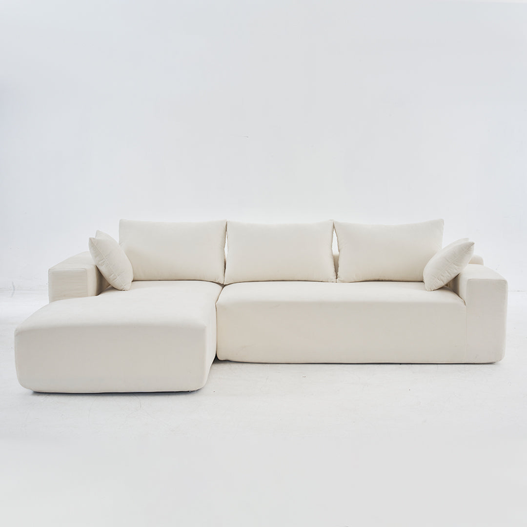 108*68 inch extra-deep modular sofa, cloud sofa, 4-person sofa, sitting and sleeping, living room Chenille modular sofa, no need to assemble, white