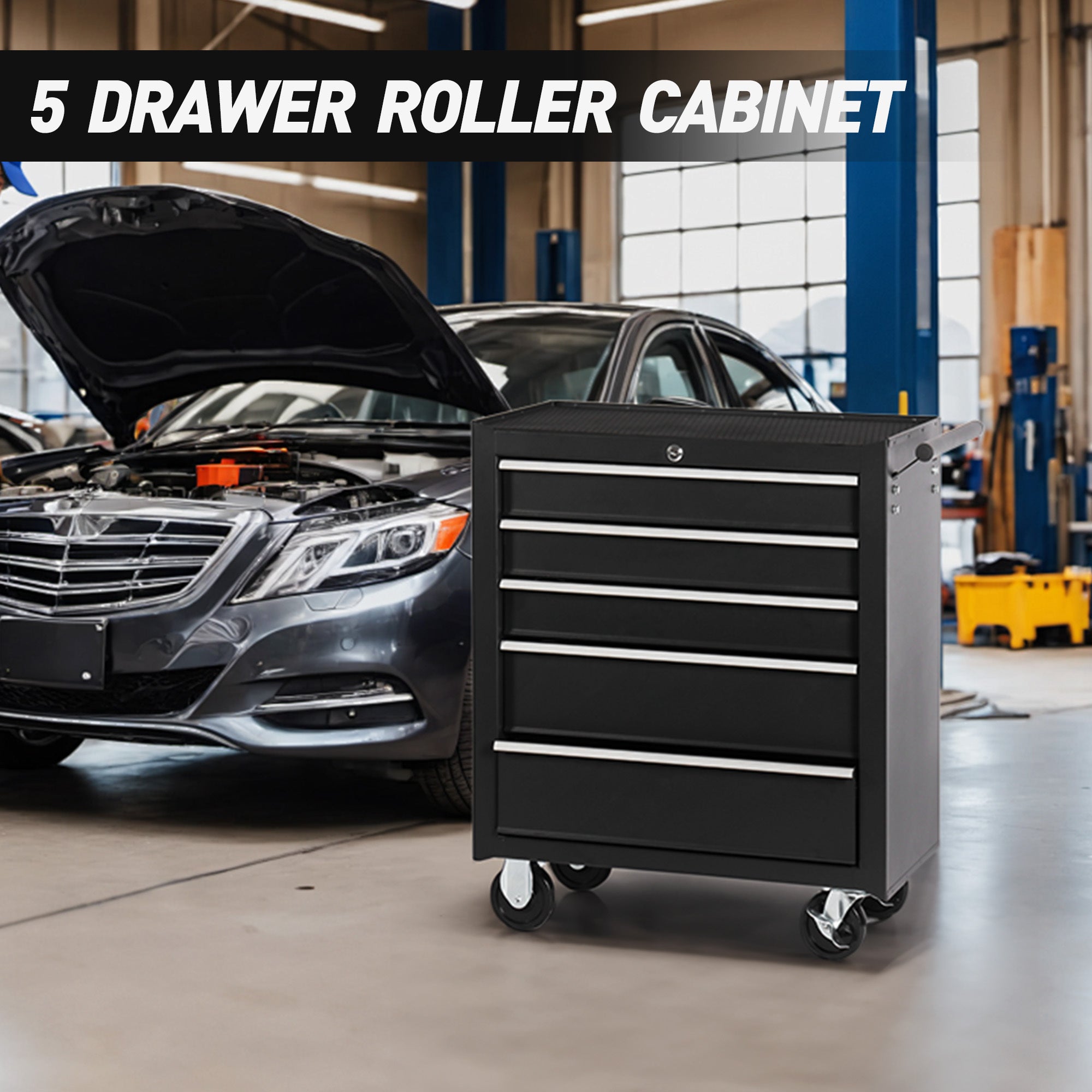 5-Drawer Rolling Tool Chest with Lock & Key | Tool Storage Cabinet for Garage
