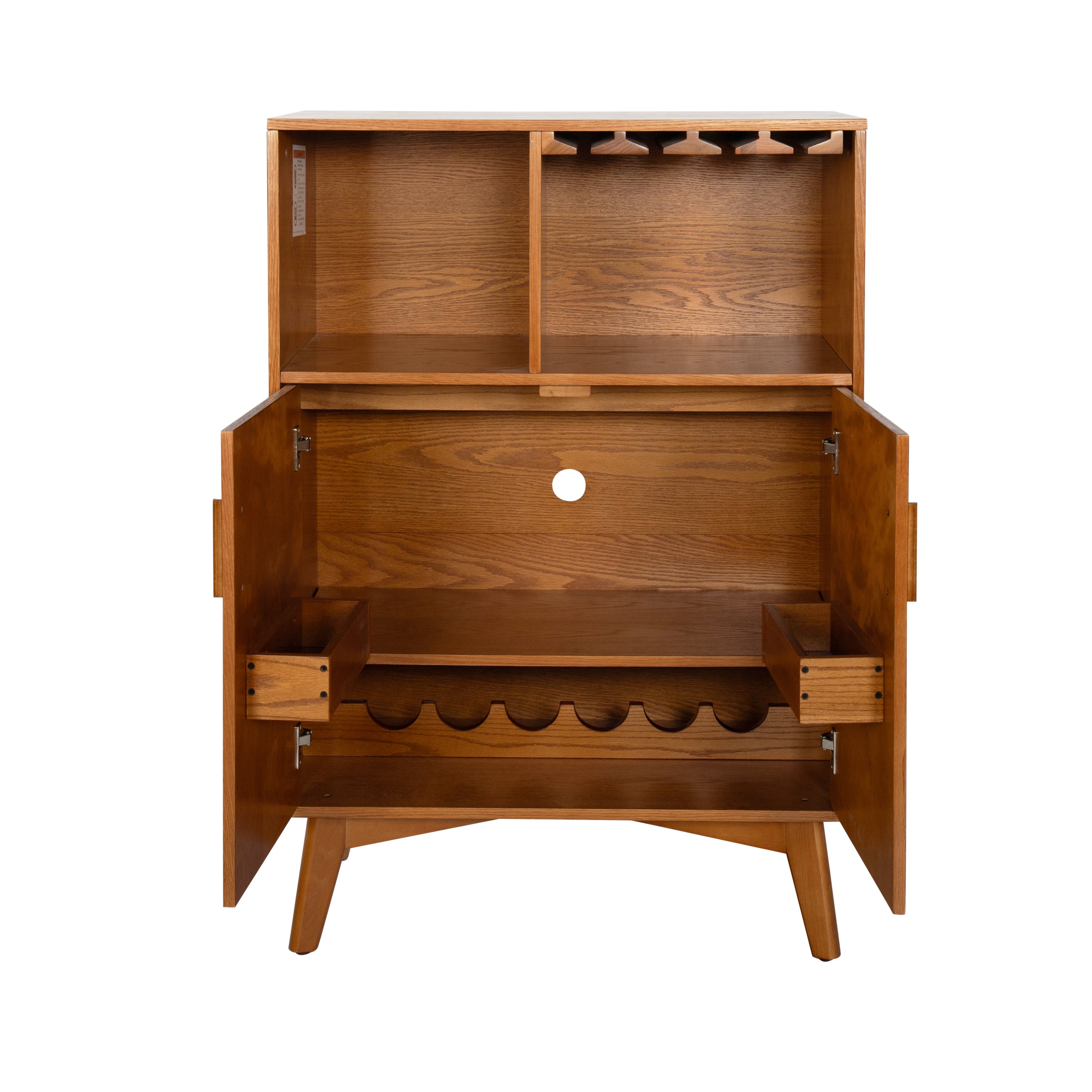 31.5" Liquor Cabinet with Wine Glass Holder & Wine Rack & Adjustable Shelf – Rustic Sideboard Buffet Cabinet, Kitchen Coffee Bar Cabinet, Wine Storage for Home Farmhouse Dining Room