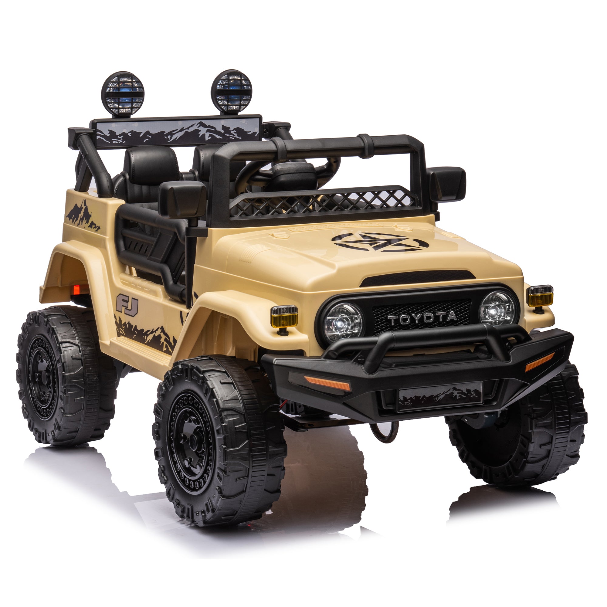Licensed TOYOTA FJ Cruiser 12V Kids Ride-On Car with Parents Remote Control, Three-Speed Adjustable, Power Display, USB, MP3, Bluetooth, LED Lights, Three-Point Safety Belt, Perfect Gift for Kids