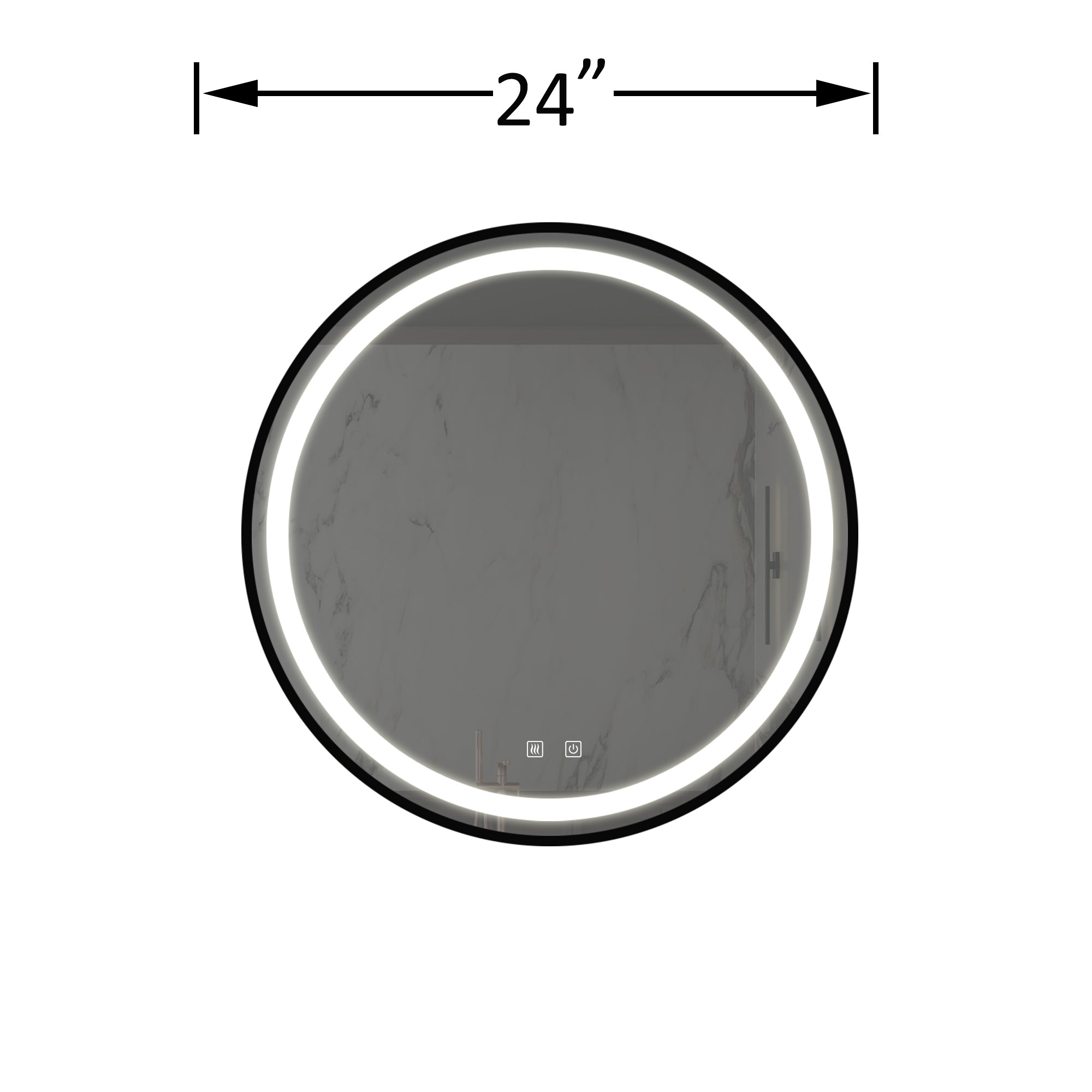 24inch Bathroom Led Classy Vanity Mirror with focused backplane,Black aluminum alloy frame,High Lumen,Dimmable Touch,Wall Switch Control, Anti-Fog ,CRI 95 Adjustable 3000K-4500K-6000K ,IP54 Waterproof