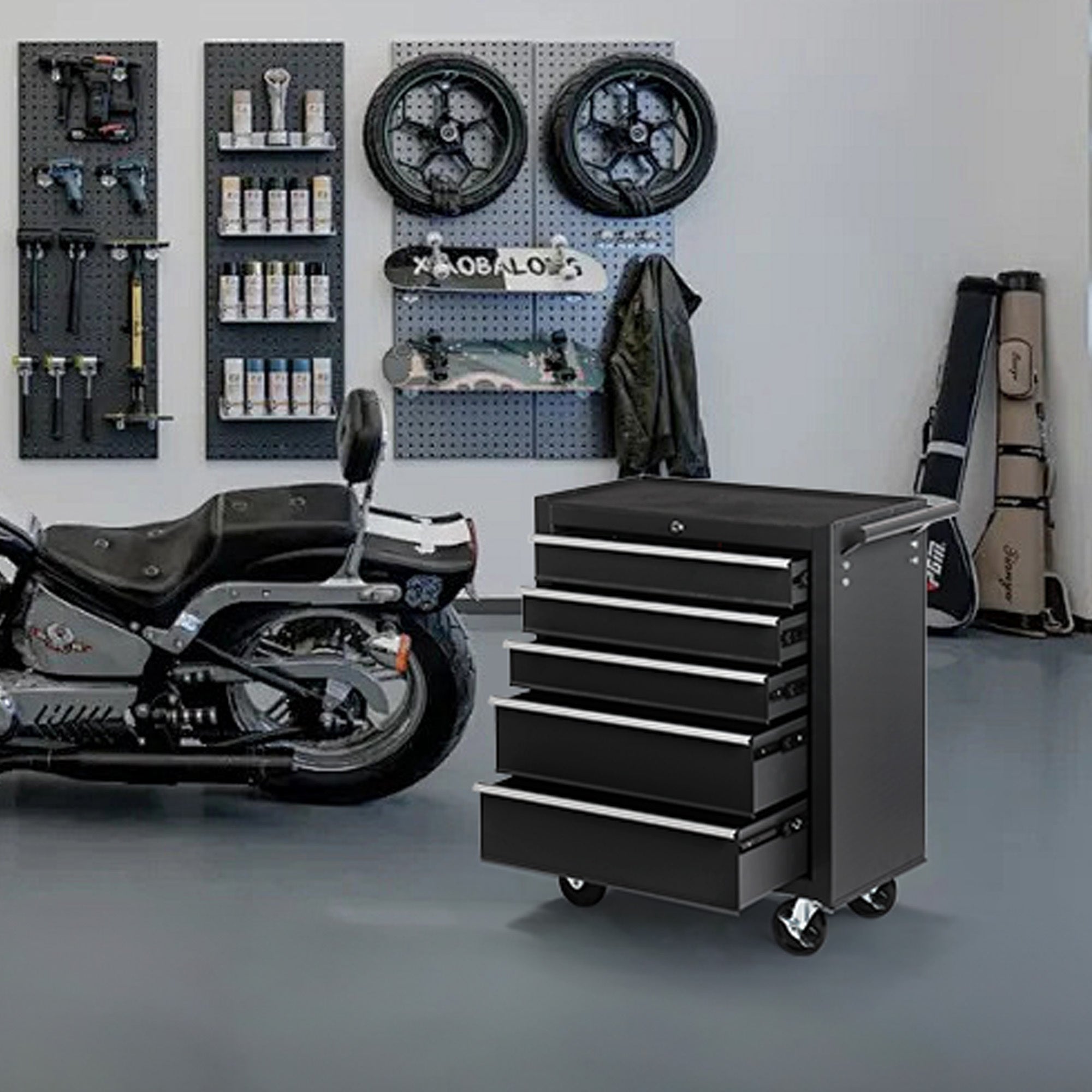 5-Drawer Rolling Tool Chest with Lock & Key | Tool Storage Cabinet for Garage
