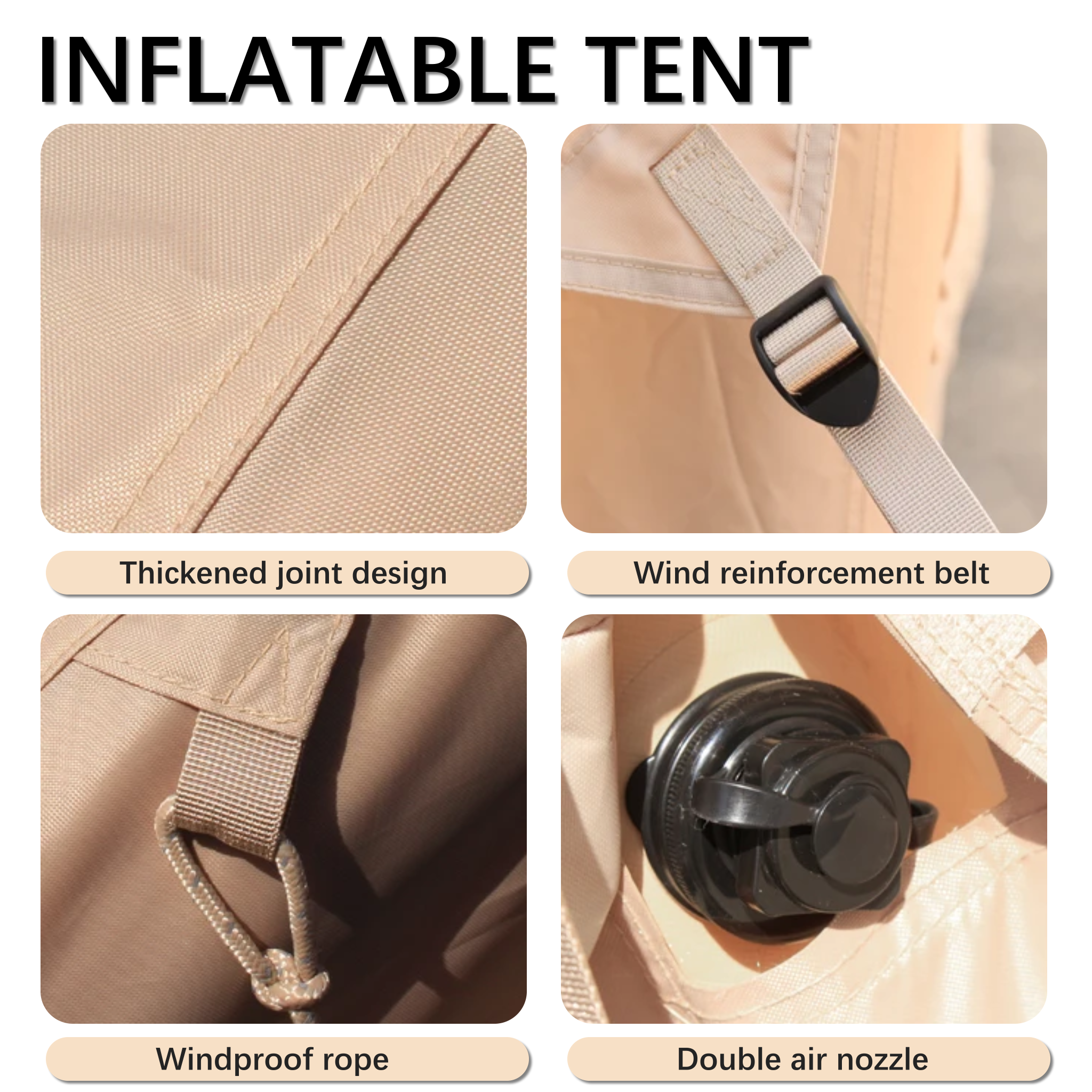 Inflatable Glamping Tent with Pump – 4-6 Person Luxury Waterproof 4-Season Camping Tent, 12 Mesh Windows, Easy Setup Outdoor Shelter