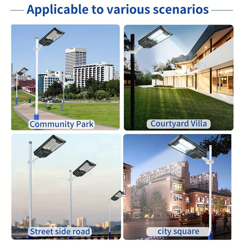 Solar Street Lights Outdoor – 66 LED Parking Lot Light, IP65 Waterproof, Dusk to Dawn Flood Light for Garden, Road, Courtyard