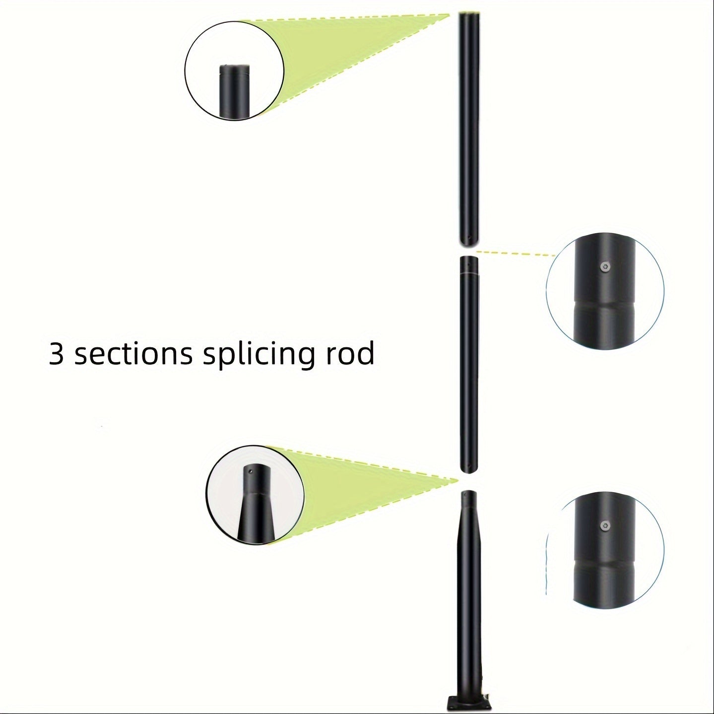 10.1ft Hollow Splicing Street Light Pole – Outdoor Metal Lamp Post with Base for Solar or Electric Lights