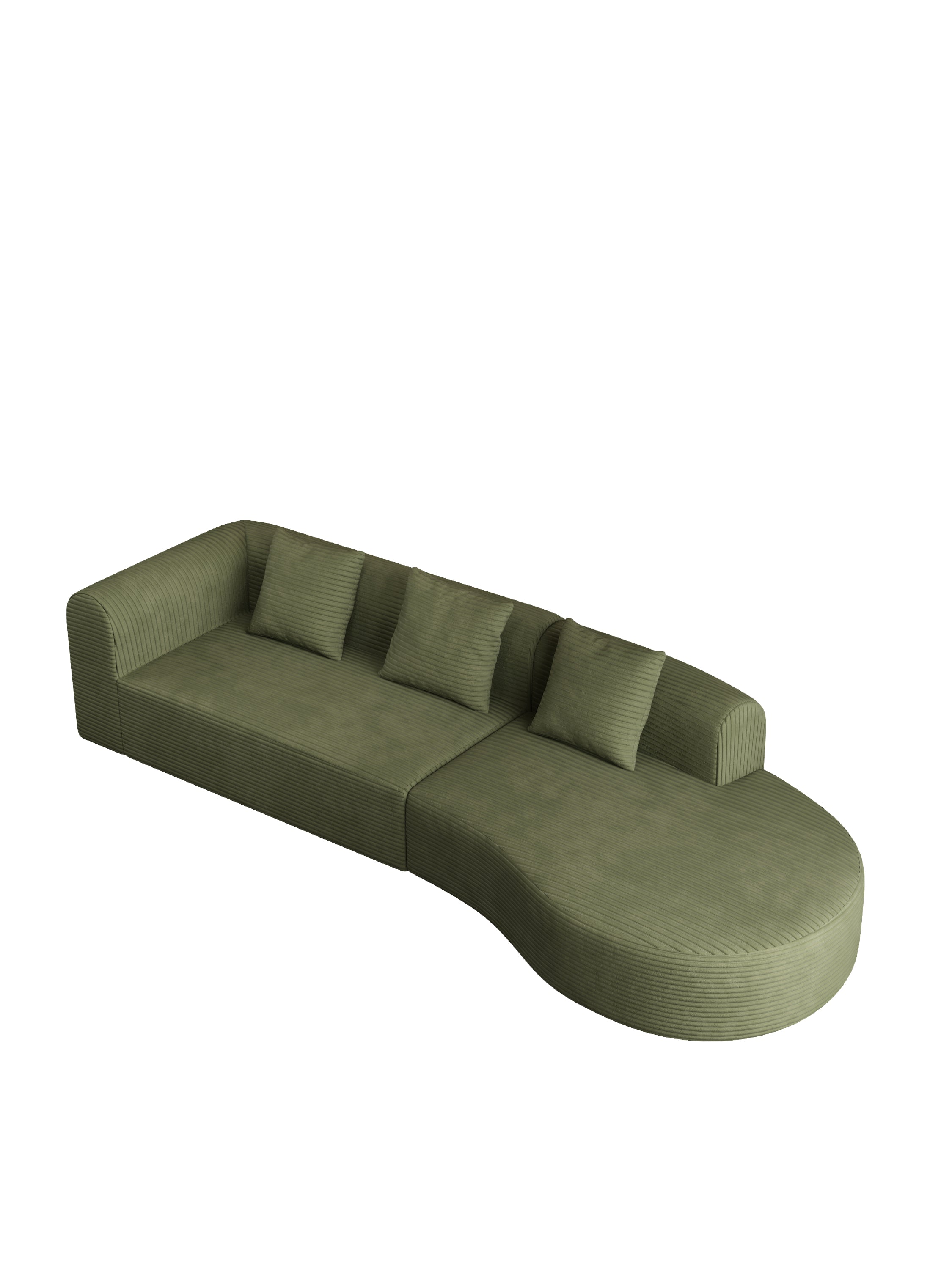 123*37 inch extra large deep modular sofa, cloud sofa 4-person sofa, can sit or lie down, living room corduroy modular sofa, no assembly required, green