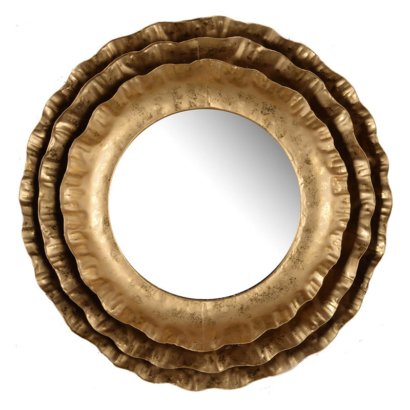 16' Round Wall Mirror with Gold Metal Frame, Mid-Century Modern Accent Mirror for Living Room
