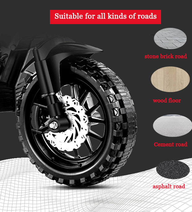 Electric Motorcycle for Kids, kids ride on  motorcycle,  12V  Electric Dirt  Bike with Training Wheels, Hand Racing   Foot Brake,PU seat,   Ride on Motorcycle for  3~6 years Boys Girls gift