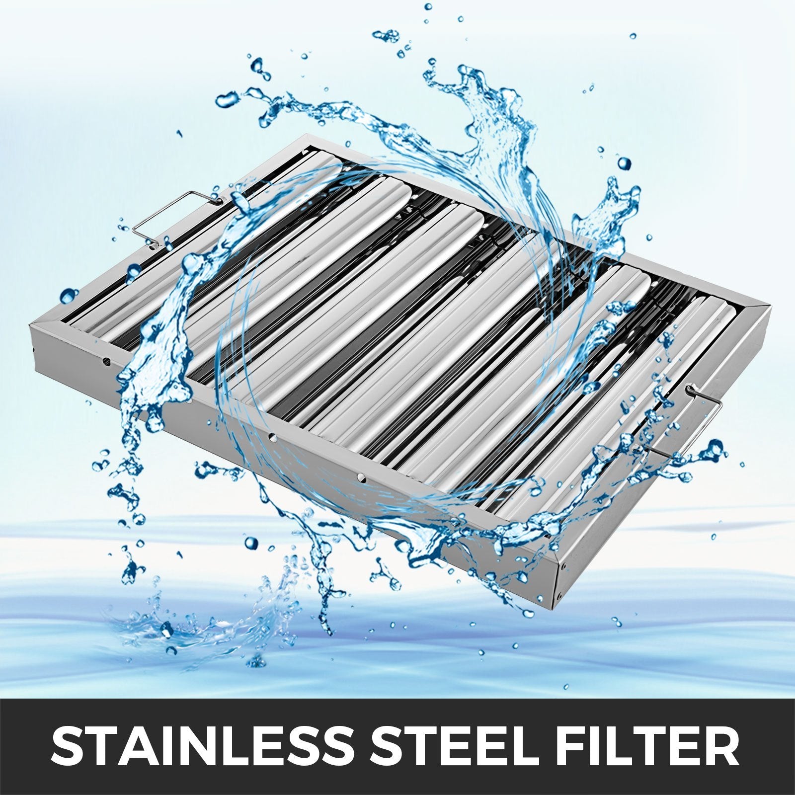 Commercial Hood Filters, Pack of 6 | 19.5" x 15.5" 430 Stainless Steel, 5-Groove Grease Rated