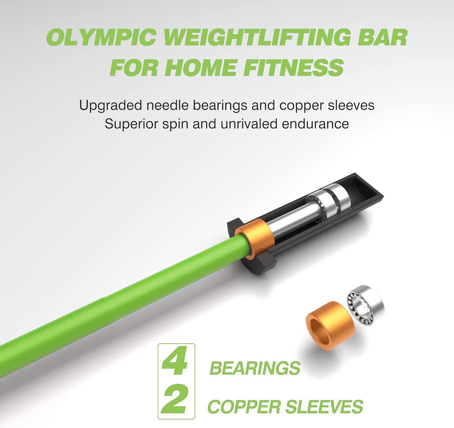 4Ft Olympic Barbell Bar - 400Lbs Capacity, 2-Inch Plates
