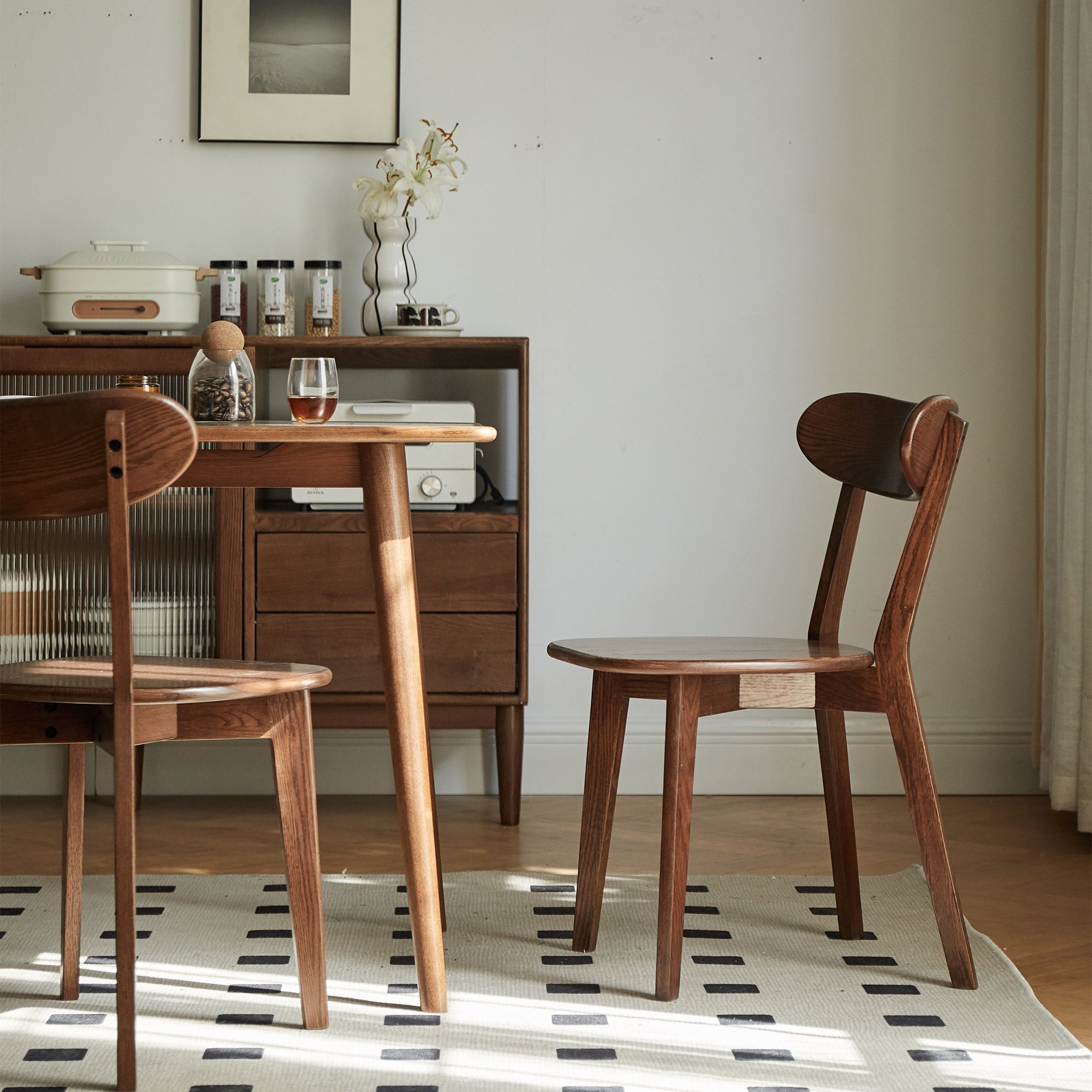 (Set of 2) Solid Oak Wood Dining Chairs – Natural FAS Grade North American Wood, Dirt-Free, Minimalist Living Room or Table Chairs, 46.5×54×80cm