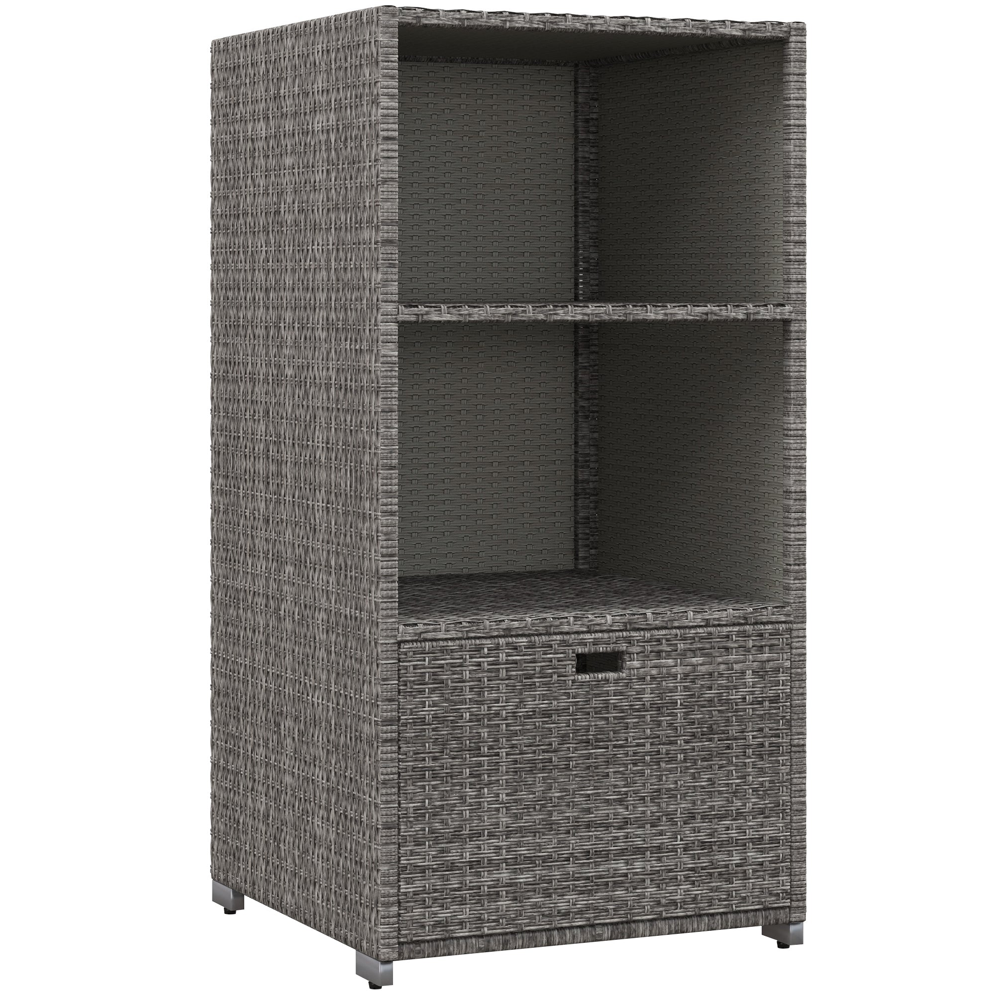 Outsunny Waterproof Rattan Wicker Pool Towel Rack | 2-Shelf Outdoor Spa Storage