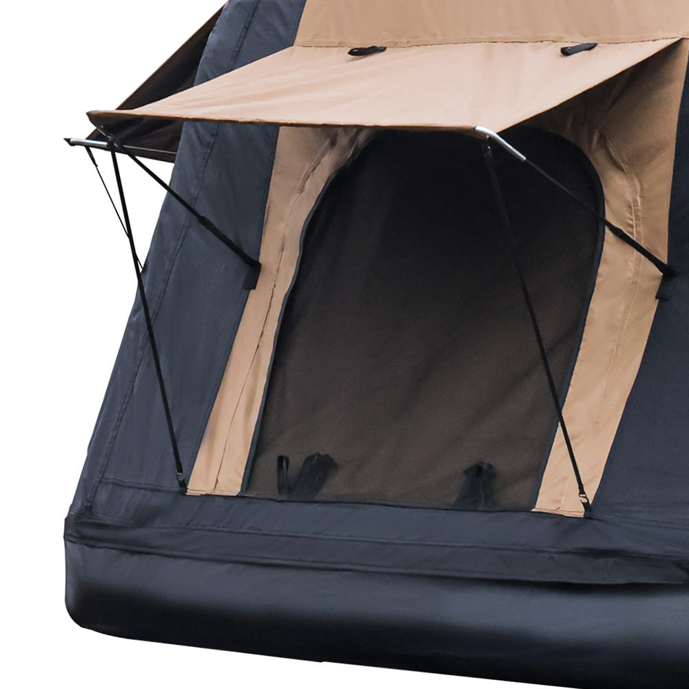 Foldable Amphibious Inflatable Roof Top Tent for 2-3 People – Two-Tone Khaki & Black, SUV & Truck Camping Tent (No Ladder)
