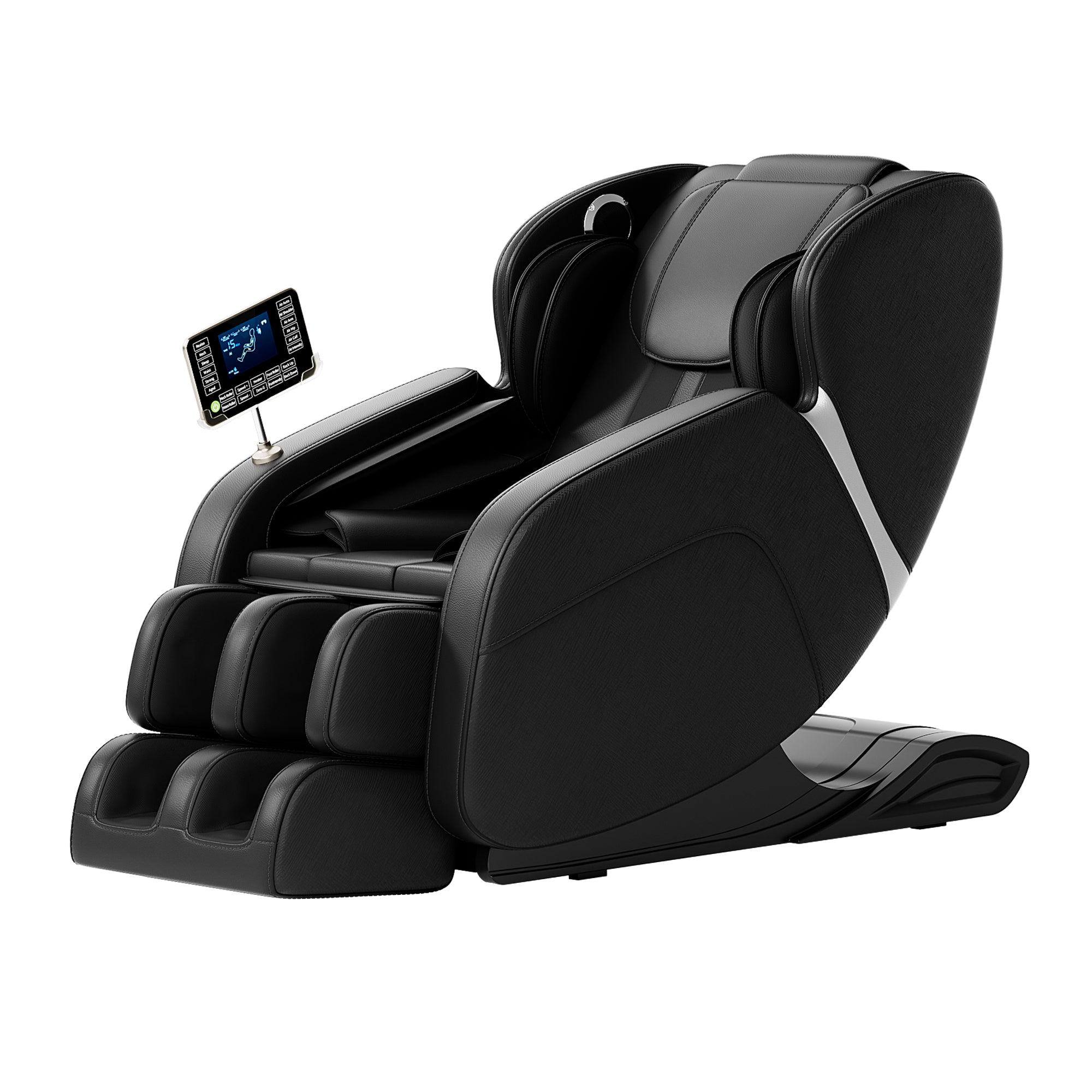Full Body Massage Chair with Zero Gravity, Deep Tissue & Foot Massage, LCD Touch Screen, Bluetooth, Waist Heater, 8 Fixed Rollers, For 5.1-5.75ft Height (Black)