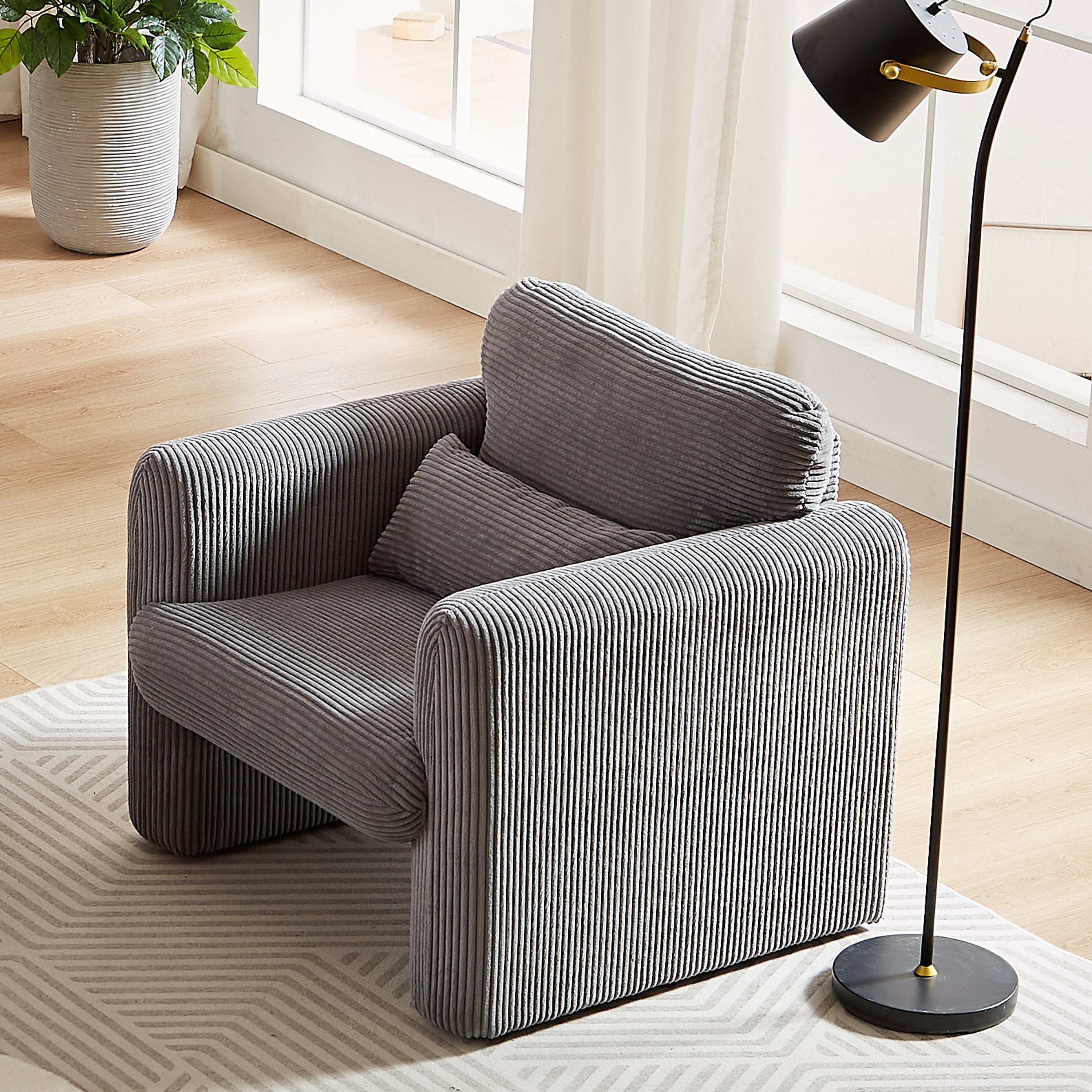 33"Corduroy Fabric Single Sofa, Modern Lounge Chairs Single Sofa with Support Pillow , for Apartment, Office, Living Room & Bedroom
