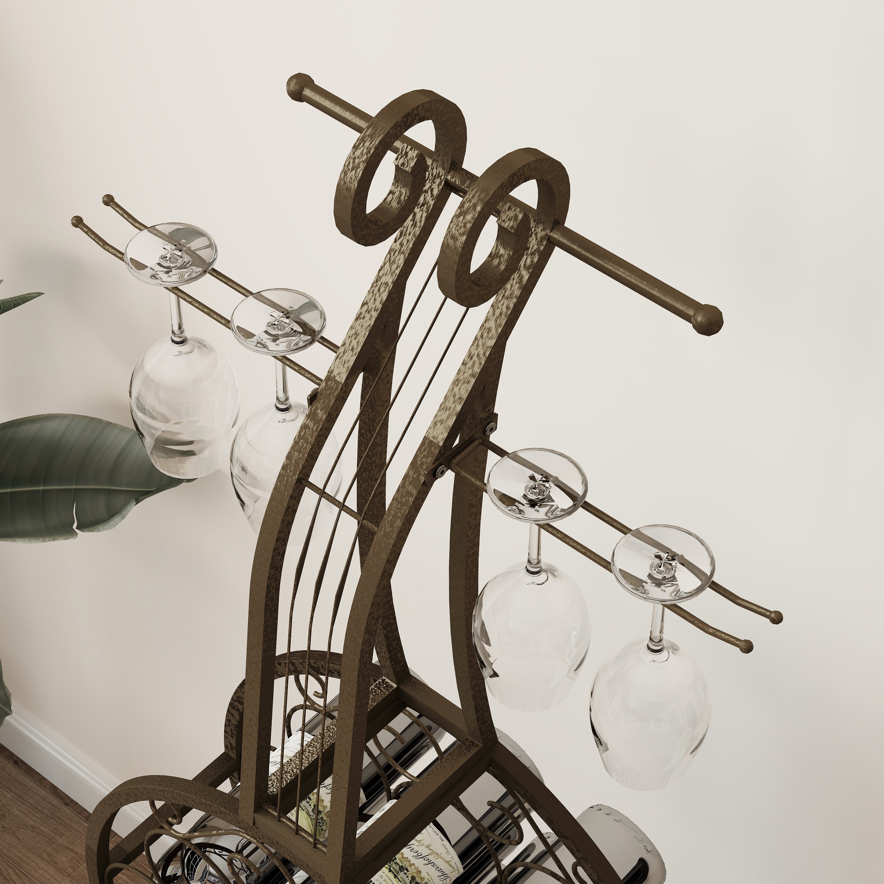Cello-Shaped Wine Rack, Freestanding Wine Storage Organizer with Bottle Storage for Liquor & Wine, Home Bar Rack for Kitchen & Dining Room