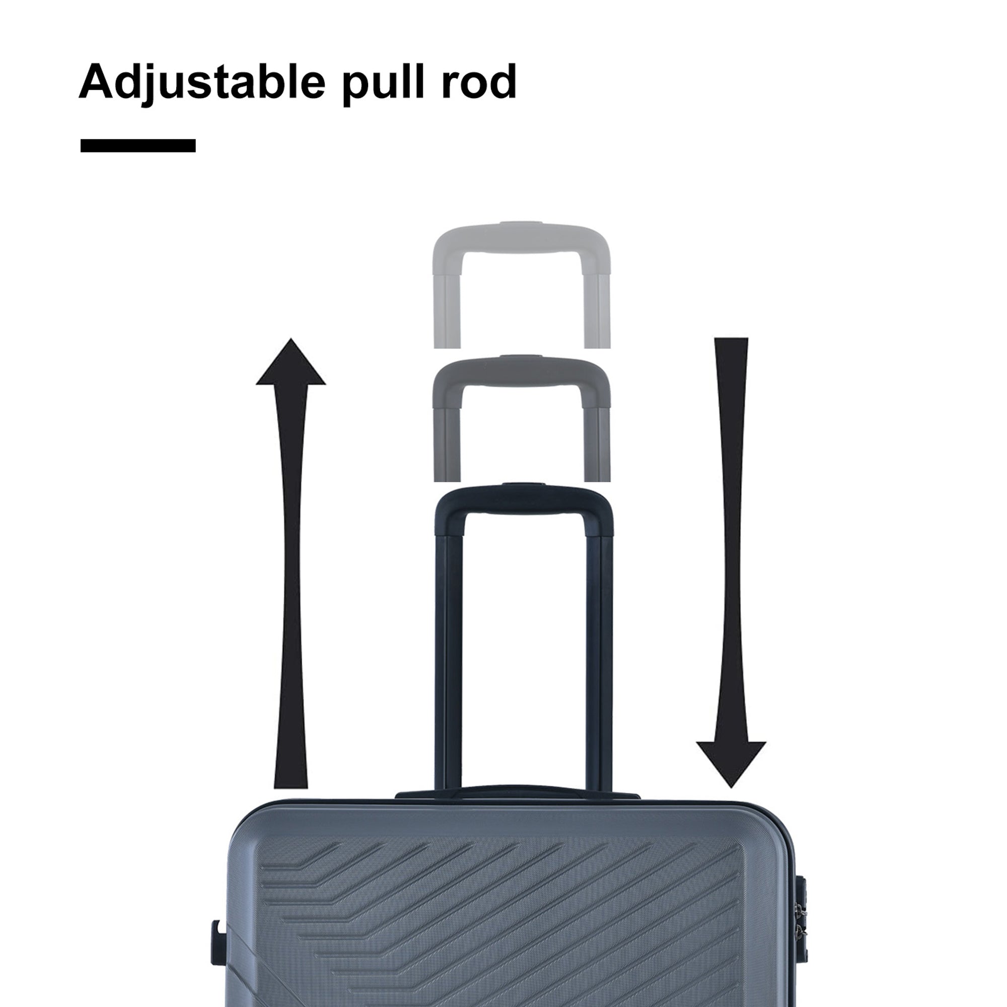 3 Piece Luggage Sets ABS Lightweight Suitcase with Two Hooks, Spinner Wheels, TSA Lock, Gray (20/24/28)