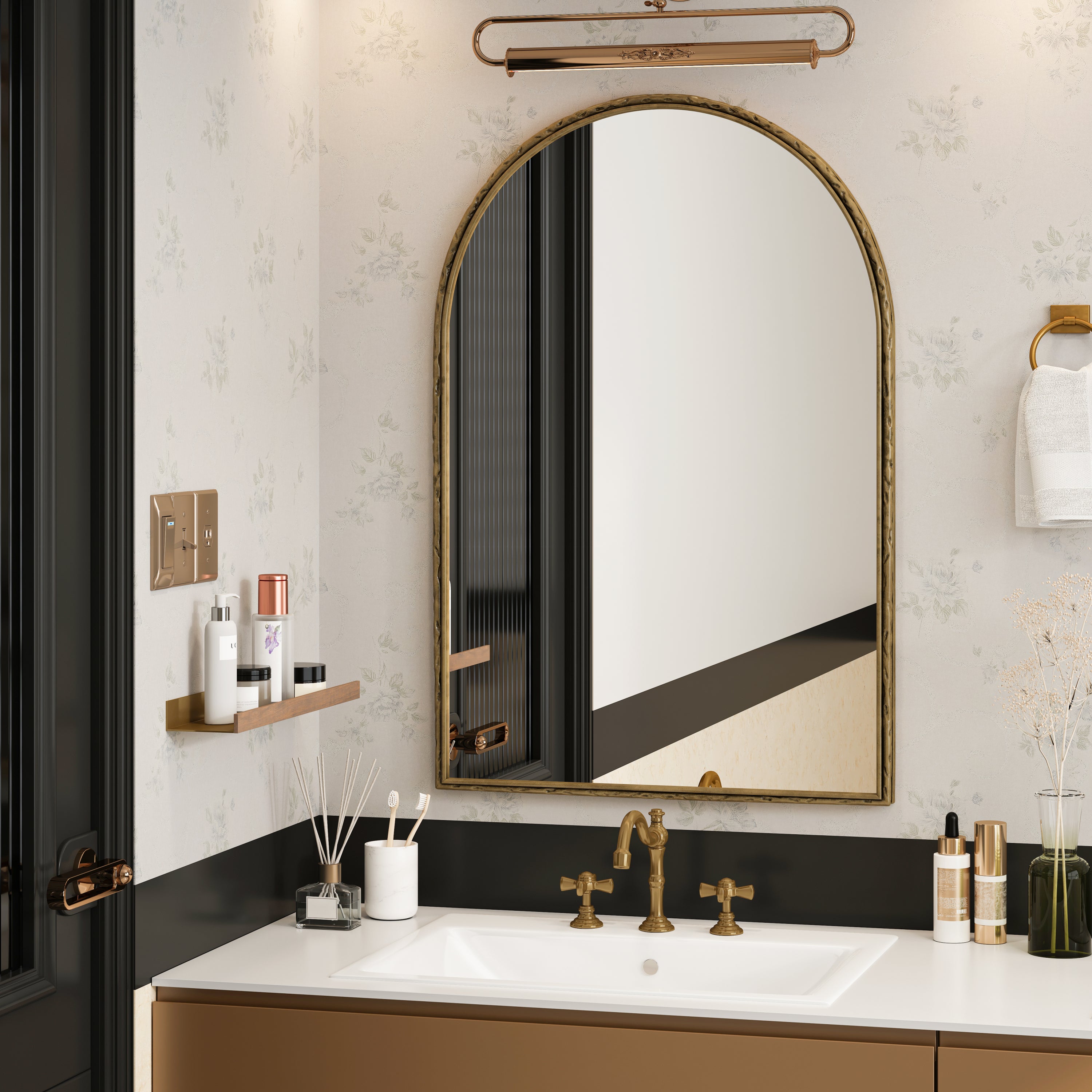Arched Mirror,Wall Mirror for Bathroom,Vanity Mirror or Wall Decor Arch Mirror for LivingRoom Bedroom Entryway,Gold