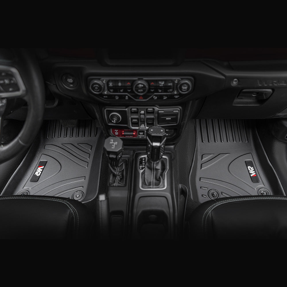 MKR Waterproof and Stain-resistant TPE Car Floor Mats Black 3 PCS For Jeep Wrangler JL 2018+ 4 Doors Model ( Not Fit for Jeep Wrangler JK or 4XE)