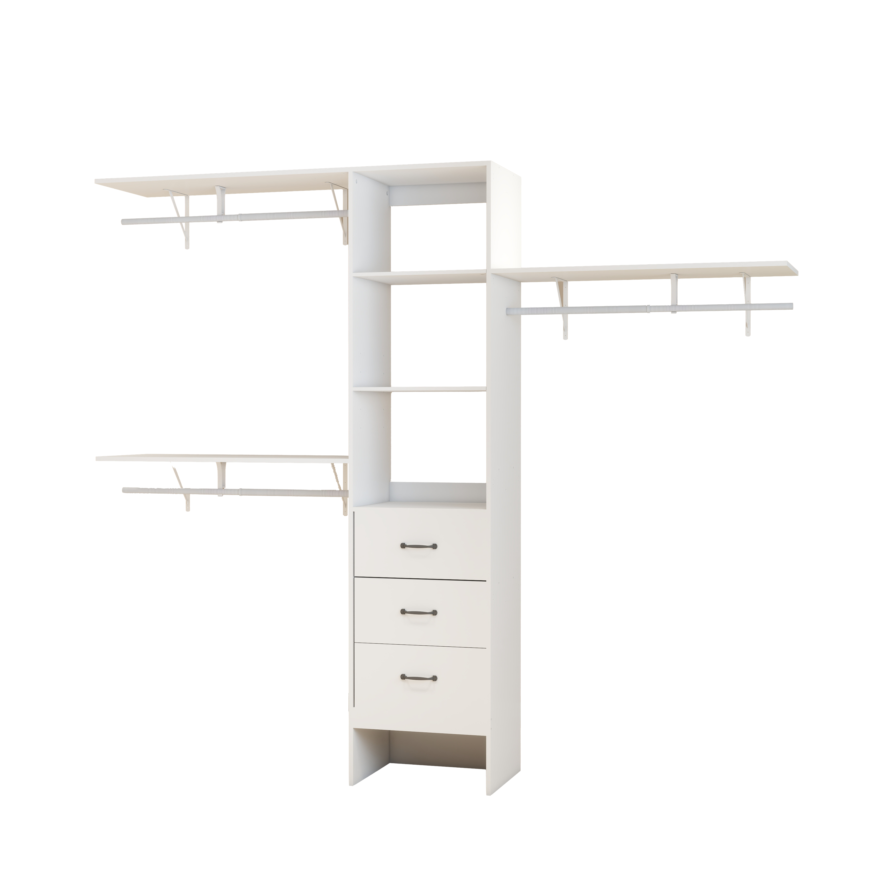 96 Inches Closet System, 8FT Walk In Closet Organizer with 3 Adjustable Shelves & 3 Expandable Hanger Rods & 3 Drawers, Built-In Garment Rack, 96"L x 16"W x 82"H, Load 1000 LBS-White
