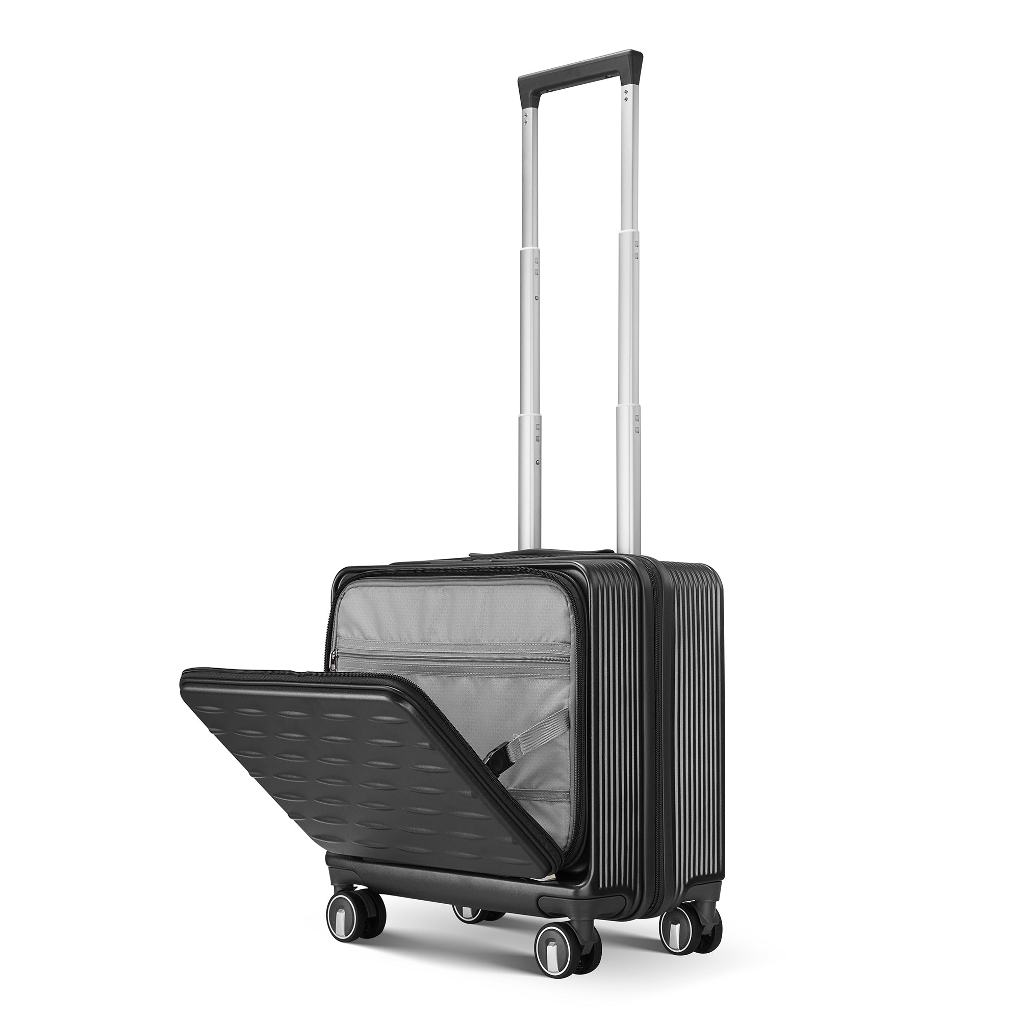 18" Carry-On Luggage with Front Open Door and Laptop Interlayer, PC Hard Shell Suitcase, Built-In TSA Lock, Lightweight Hardside Spinner Wheels, Airline Approved for Men and Women