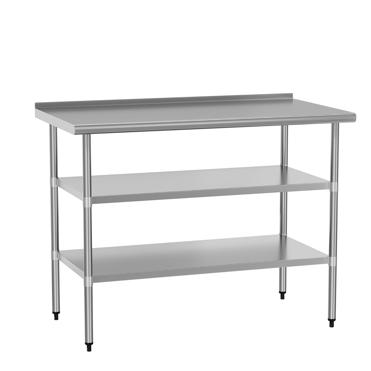 24x48 Inch Stainless Steel Work Table with Backsplash | Commercial Prep Table with 2 Adjustable Shelves