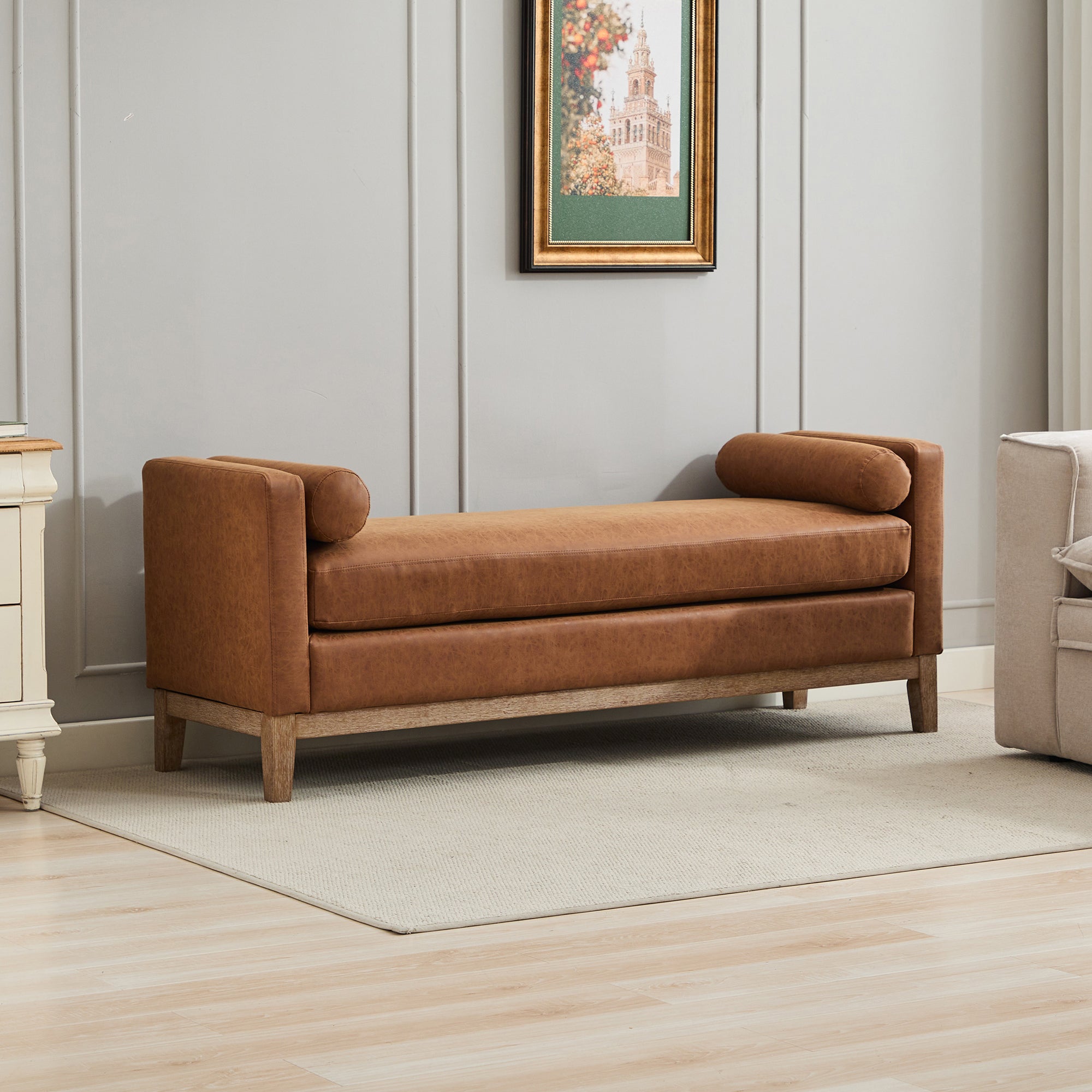 Skip to content
ShopifyShopify
Unsaved changes
Discard
Save



ECO SHOP U.S.A

Home
Orders
New
34
Products
Collections
Inventory
Purchase orders
Transfers
Gift cards
Customers
Content
Finance
Analytics
Marketing
Discounts

Sales channels

Online Store

Google & YouTube

Point of Sale

Inbox

TikTok

Facebook & Instagram

Shop

Apps
Settings
66.34'W Elegant Upholstered Bench,Daybed, Ottoman with Wood Legs & 2 Bolster Pillows for End of Bed, Bedroom, Living Room, Entryway,Brown Polyurethane(PU). This page is 