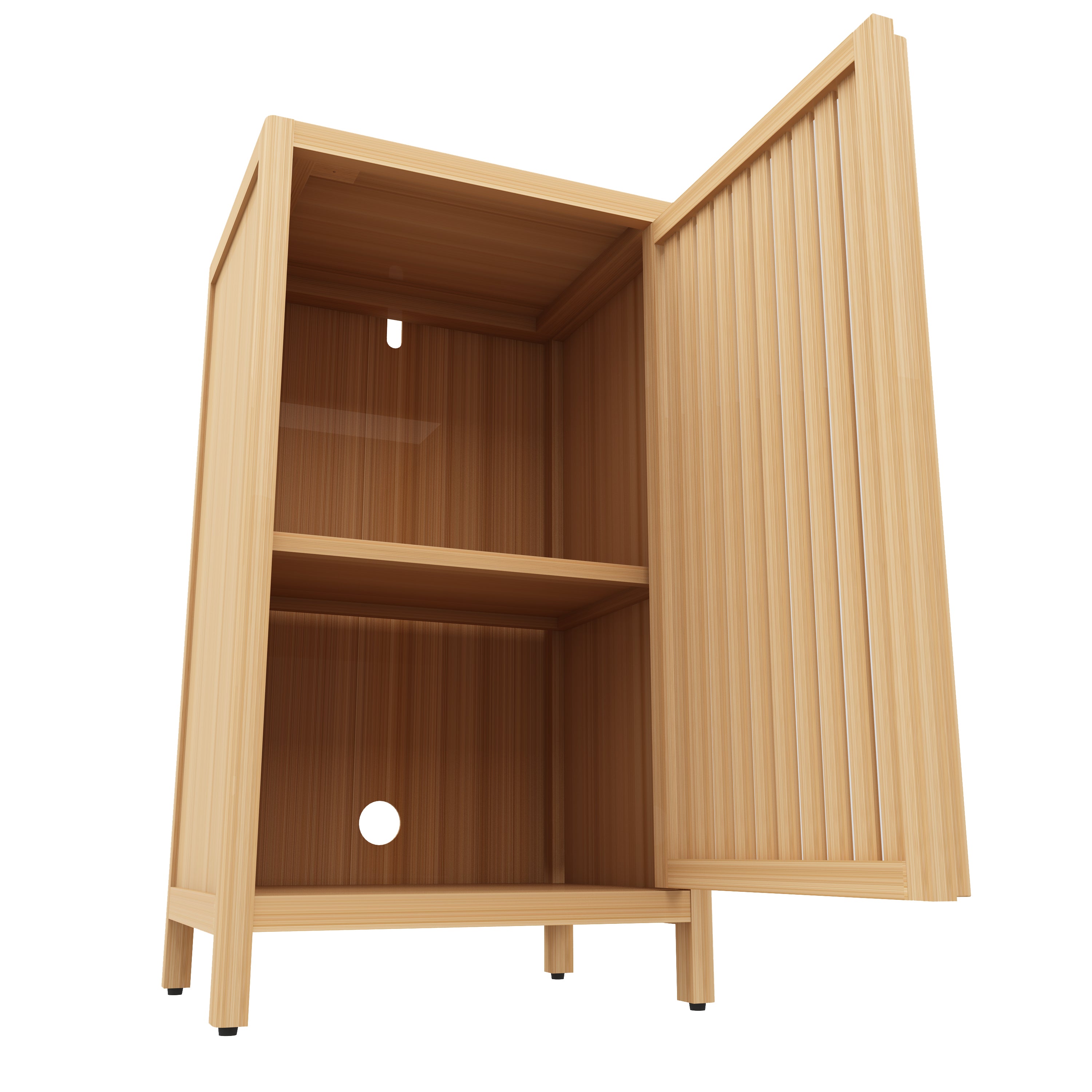 Bathroom Bamboo Storage Cabinet, Freestanding Floor Cabinet with Door and Shelf for Bathroom, Living Room, Bedroom, Hallway, Kitchen