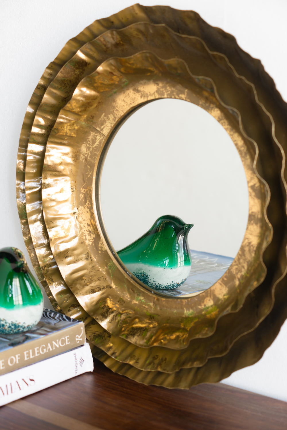 16' Round Wall Mirror with Gold Metal Frame, Mid-Century Modern Accent Mirror for Living Room
