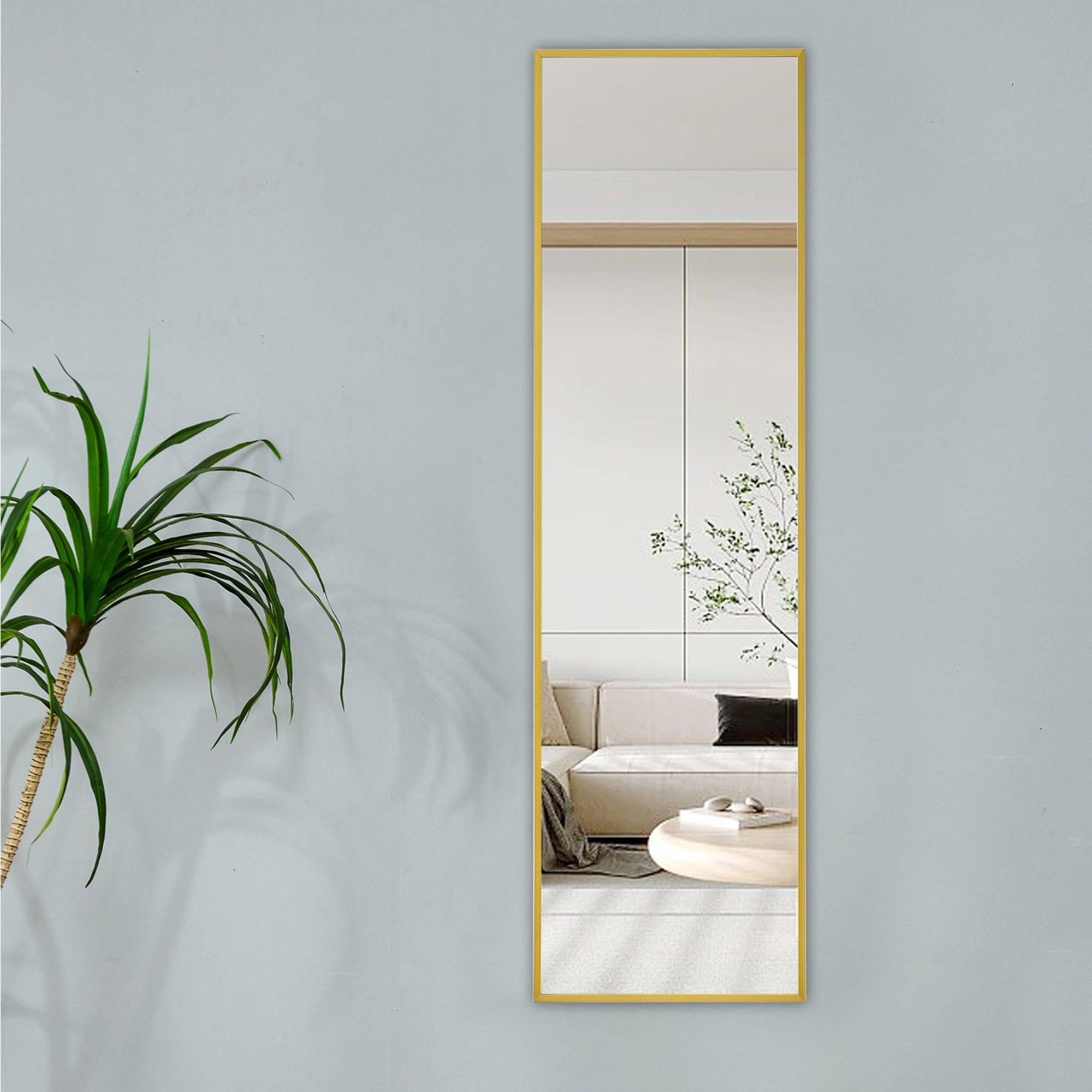 4th Generation Aluminum Alloy Wall-Mounted Full Body Mirror, Bathroom & Bedroom Decorative Mirror, 48" x 13.8" Quality Upgrade