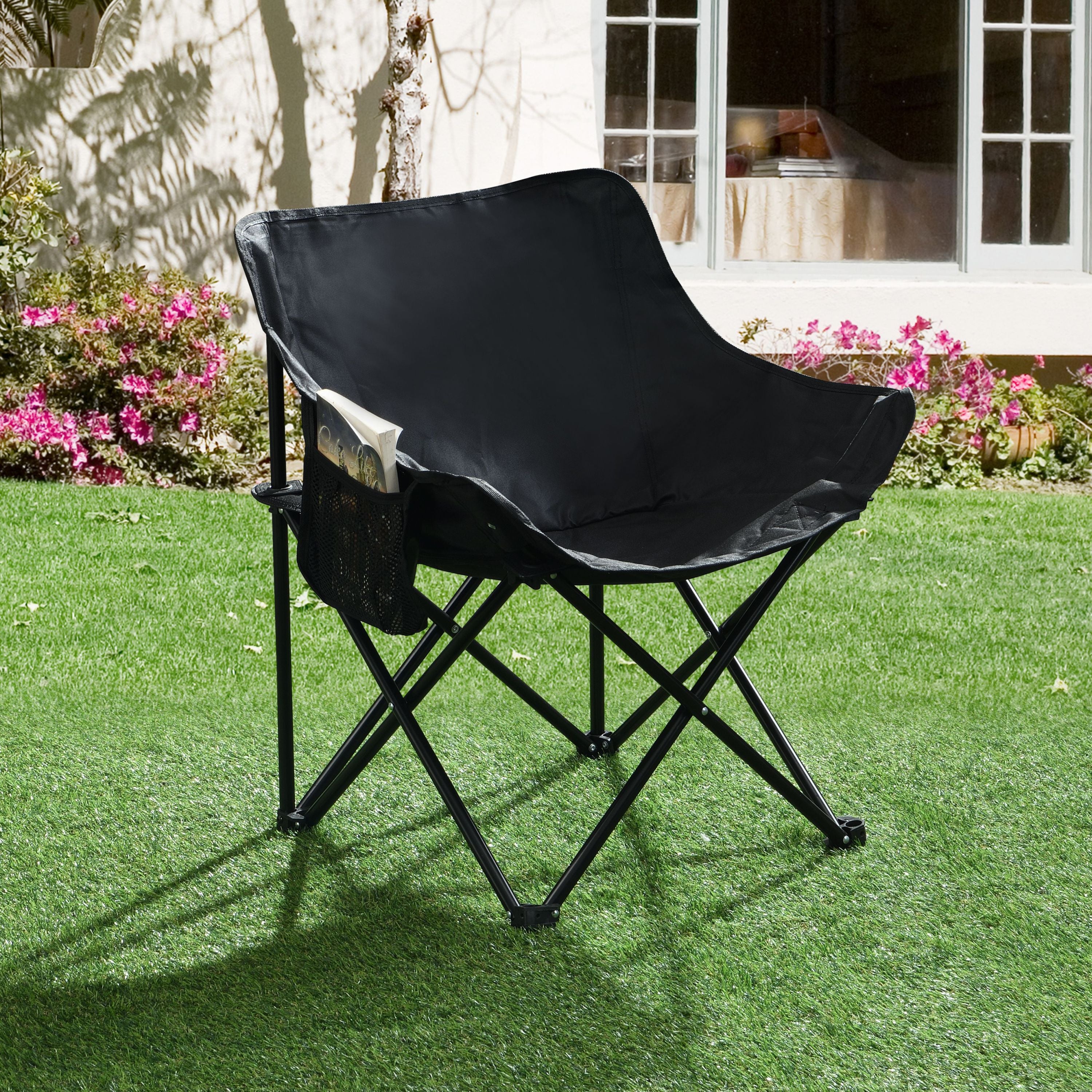 2PCS Folding Outdoor Camping Chairs – Portable Lawn Chairs with Carry Bag – Lightweight & Compact – Black