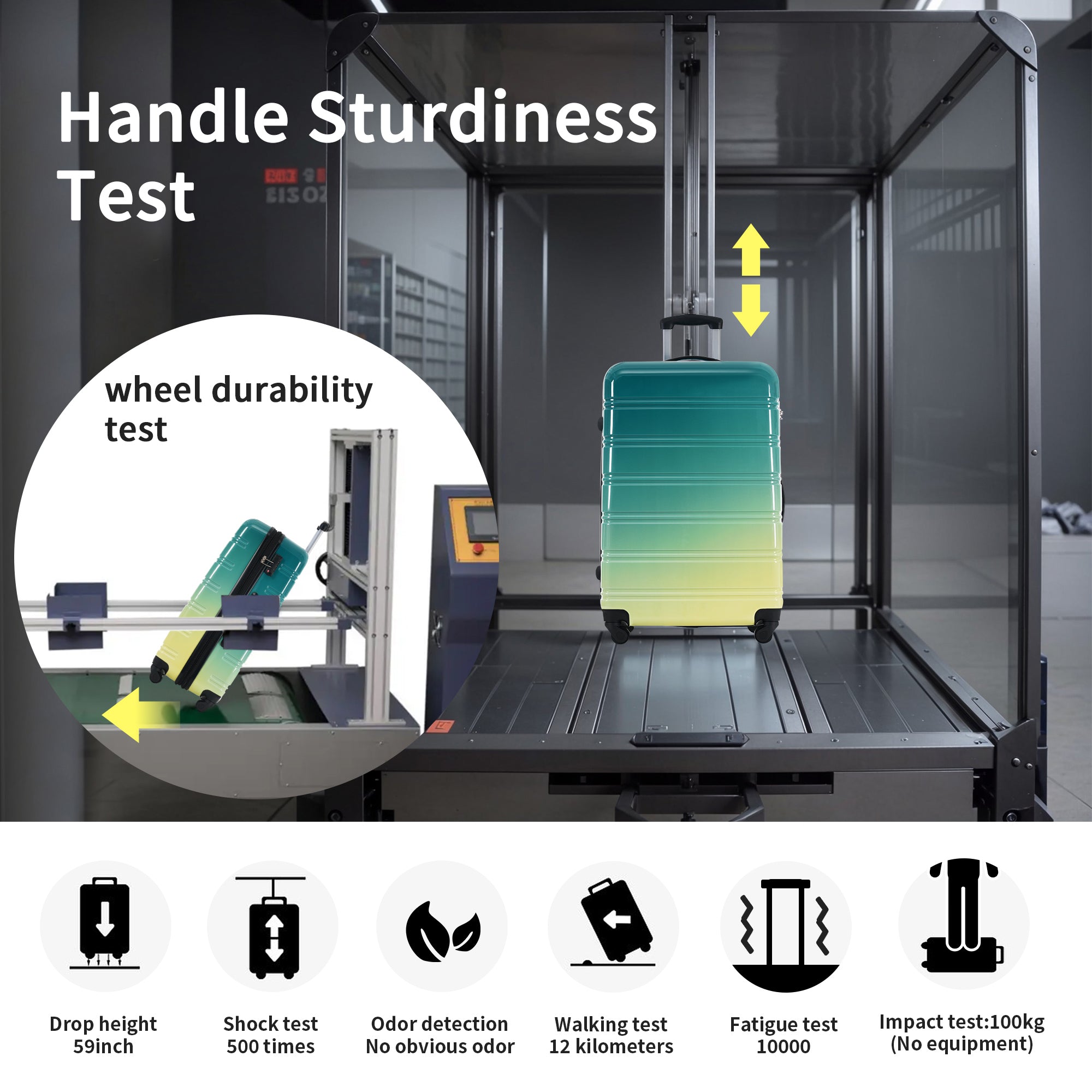 Hardshell Luggage Sets 3 Piece Gradient Color Expandable Suitcase with Spinner Wheels and TSA Lock Lightweight 20' 24' 28' Available,Green+Yellow