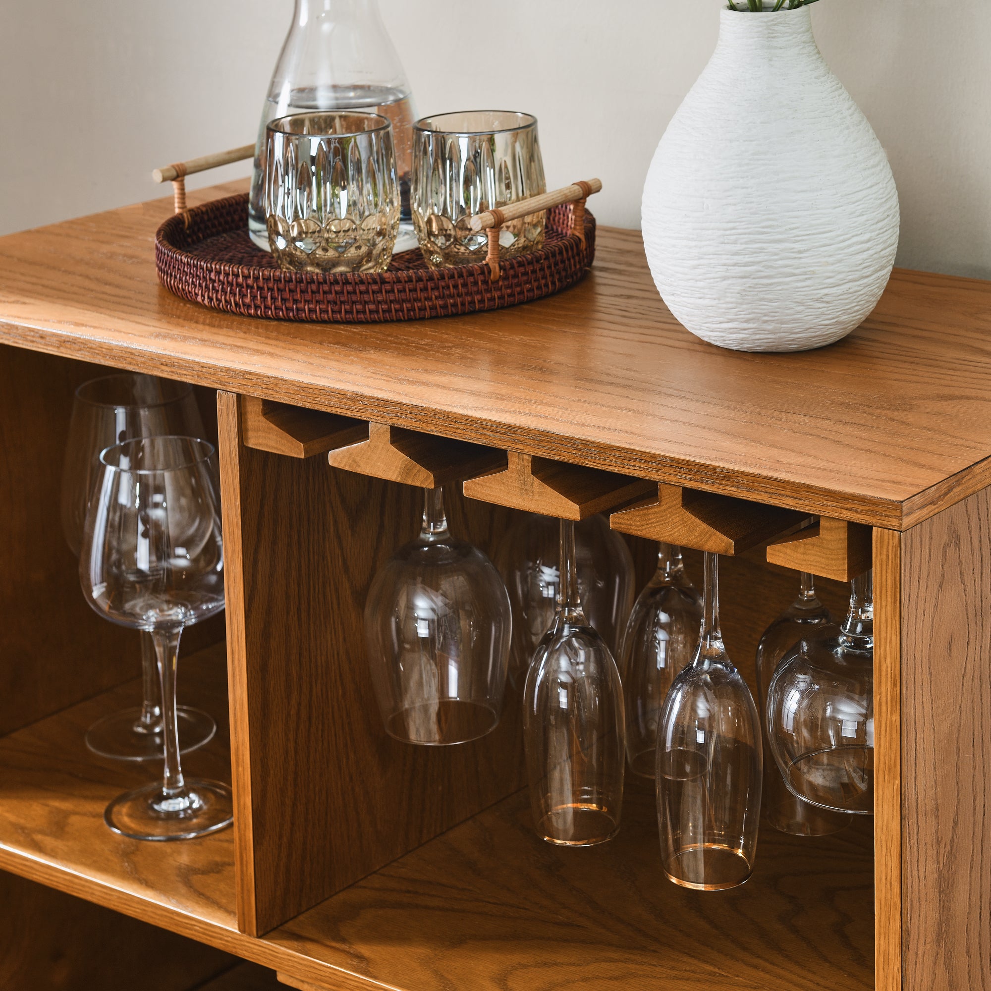 31.5" Liquor Cabinet with Wine Glass Holder & Wine Rack & Adjustable Shelf – Rustic Sideboard Buffet Cabinet, Kitchen Coffee Bar Cabinet, Wine Storage for Home Farmhouse Dining Room