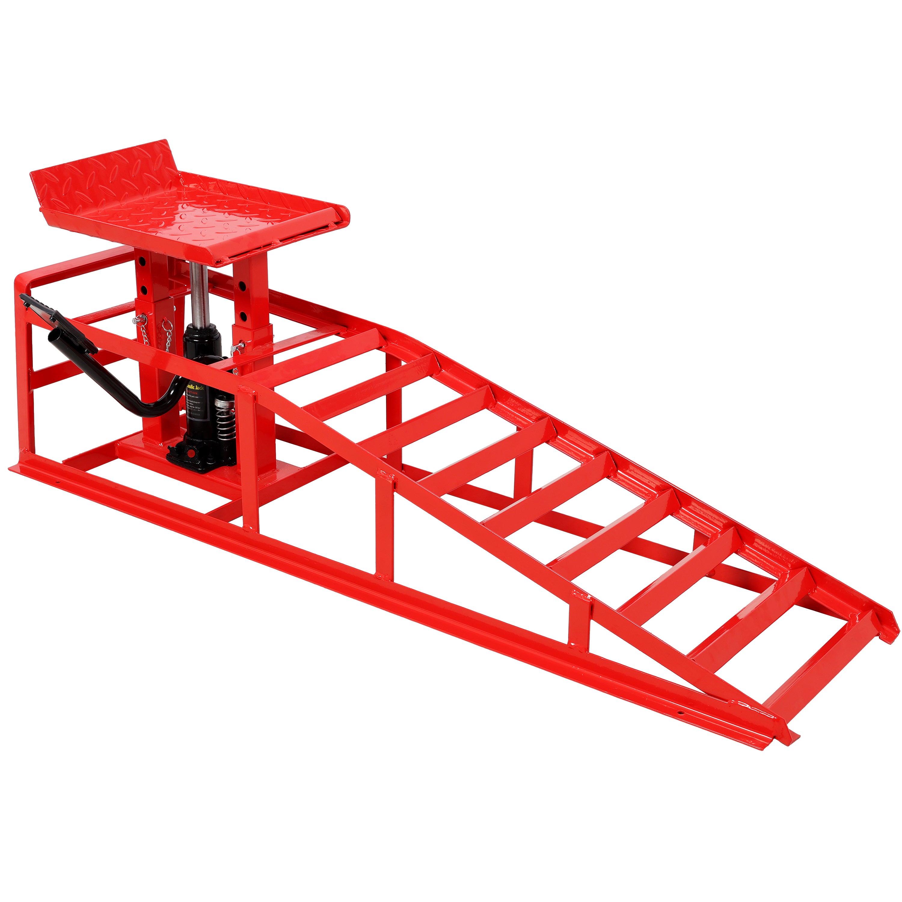 Auto Car Truck Service Ramps Lifts with Pedal, Garage Car Lift Hydraulic Ramps 5 Ton,Automotive Hydraulic Lift Repair Frame Lift(2 Pack) Red